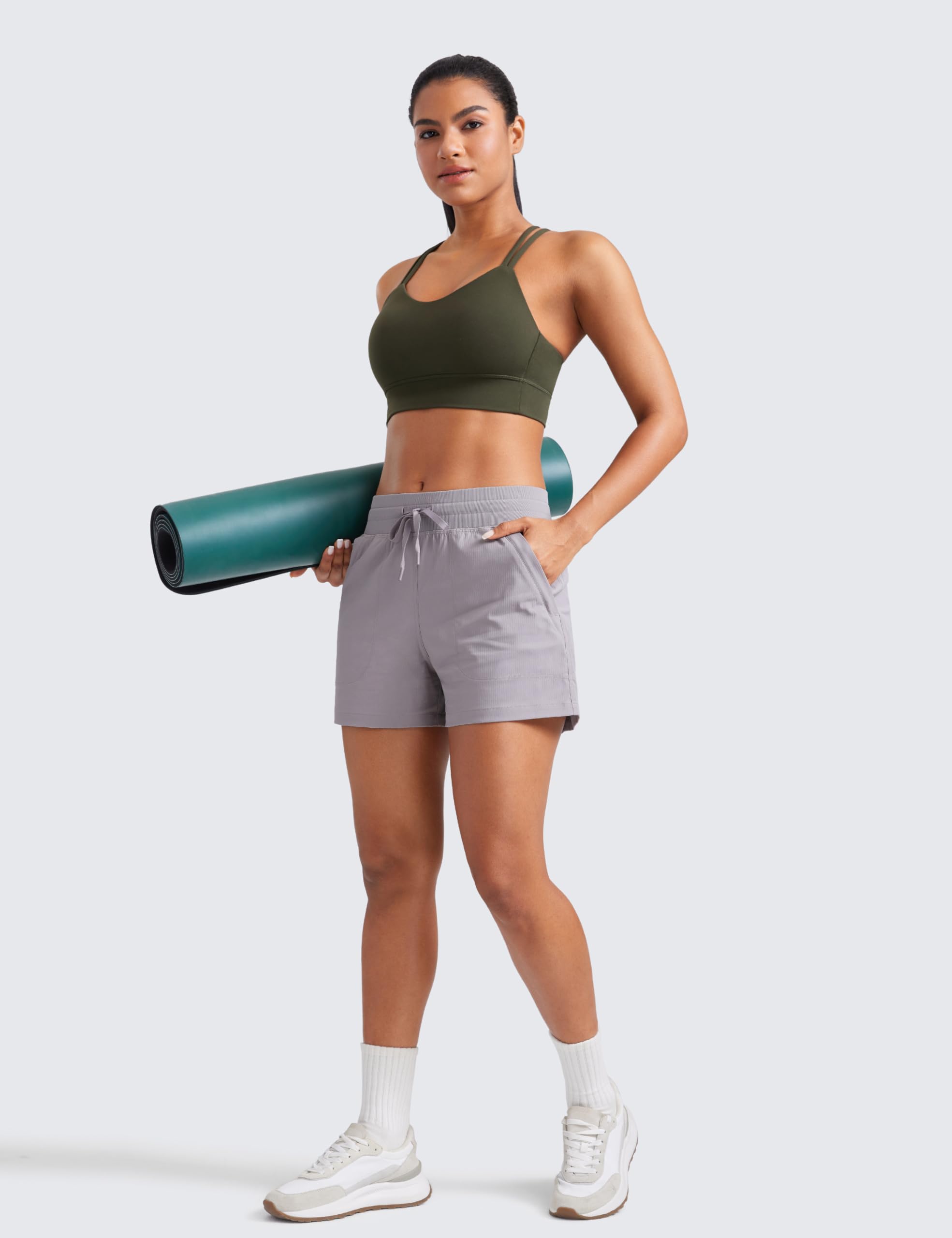CRZ YOGA Softness Mold Butterluxe Sports Bras | Molded Cup, Light Support, Yoga, Extremely Soft, Longline, Strappy Back, Scoop Neck, for Women
