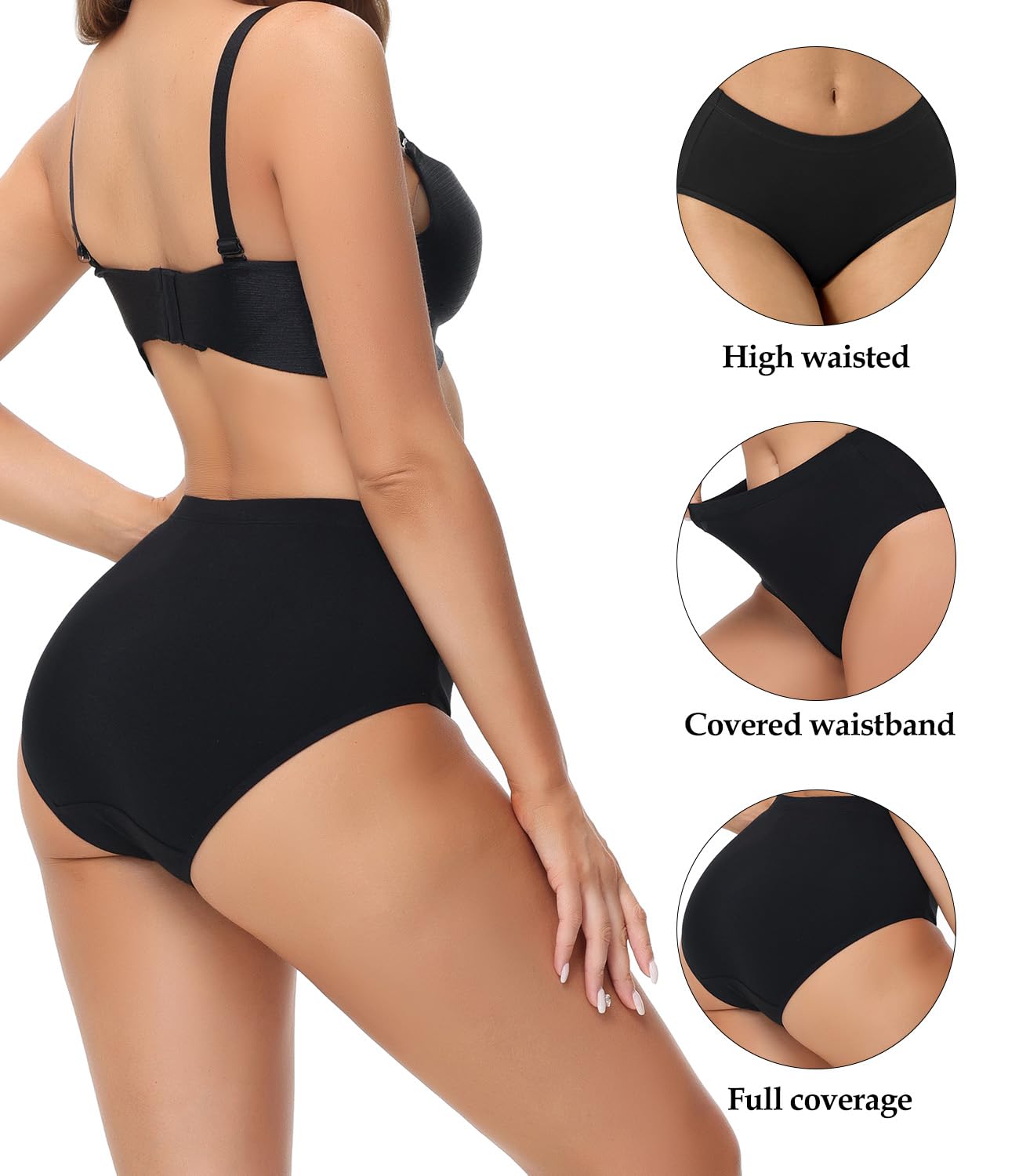 wirarpa Women's Cotton Underwear Full Coverage Cotton Briefs 5 Pack