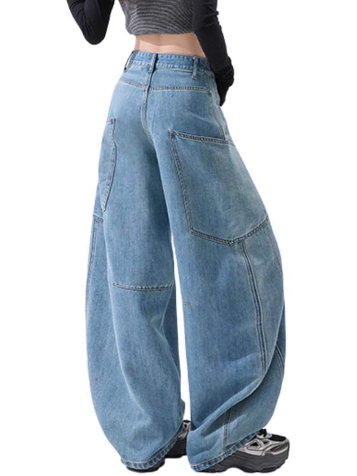 Baggy Jeans for Woman Men High Waisted Barrel Leg Jeans Casual Loose Denim Pants Streetwear Clothes