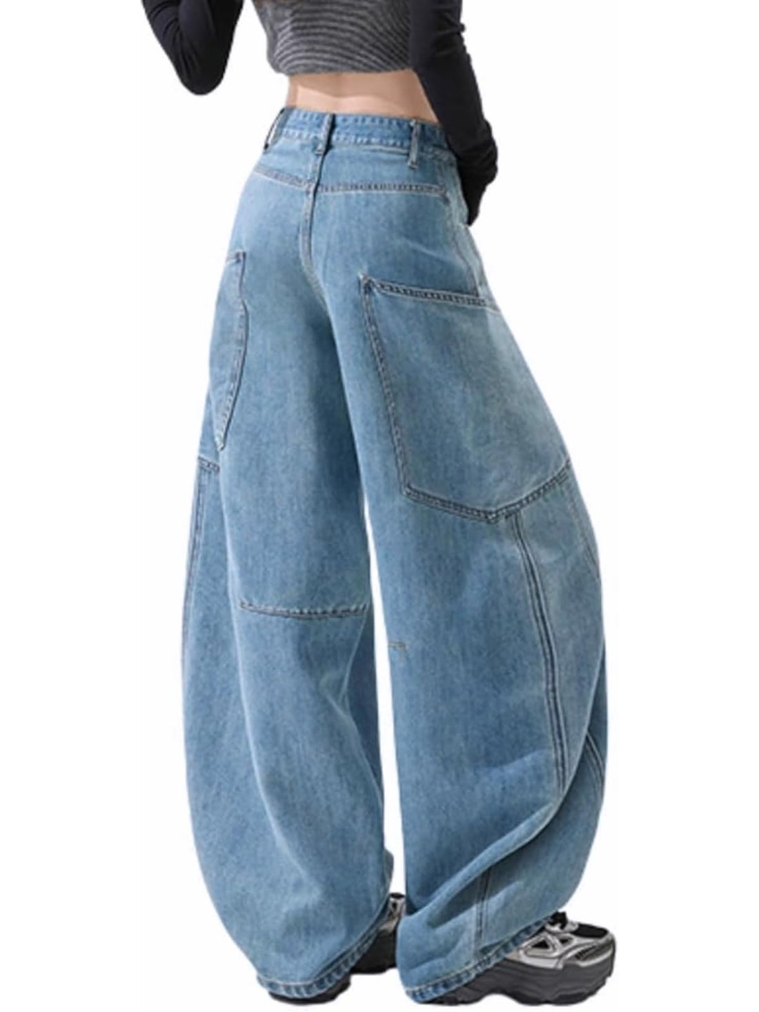 Baggy Jeans for Woman Men High Waisted Barrel Leg Jeans Casual Loose Denim Pants Streetwear Clothes