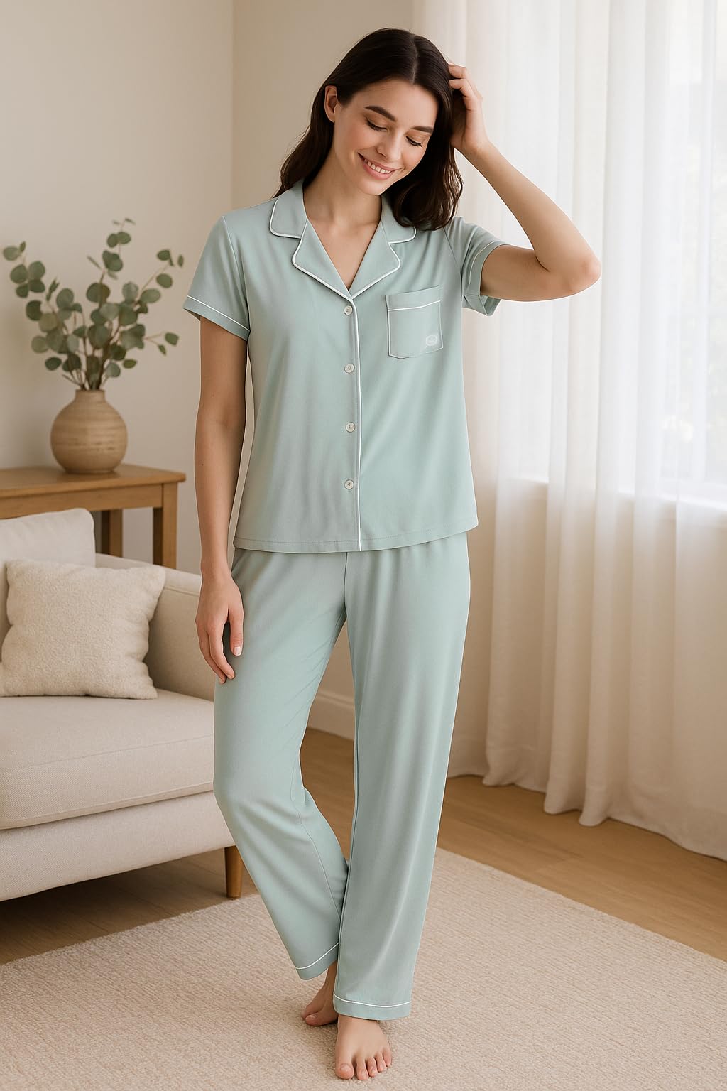 BORN Pajamas for Women Set Button Down