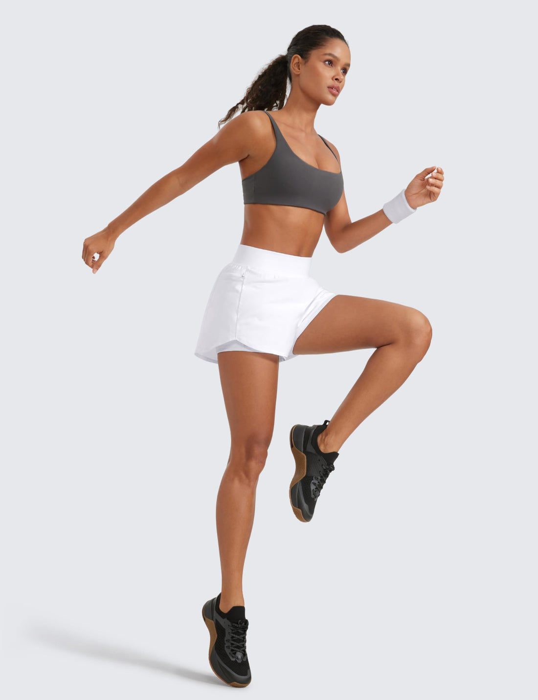 CRZ YOGA 2 in 1 Double Layer Running Shorts 3" | High Waisted, Quick Dry, Lightweight, Zip Pockets, for Women