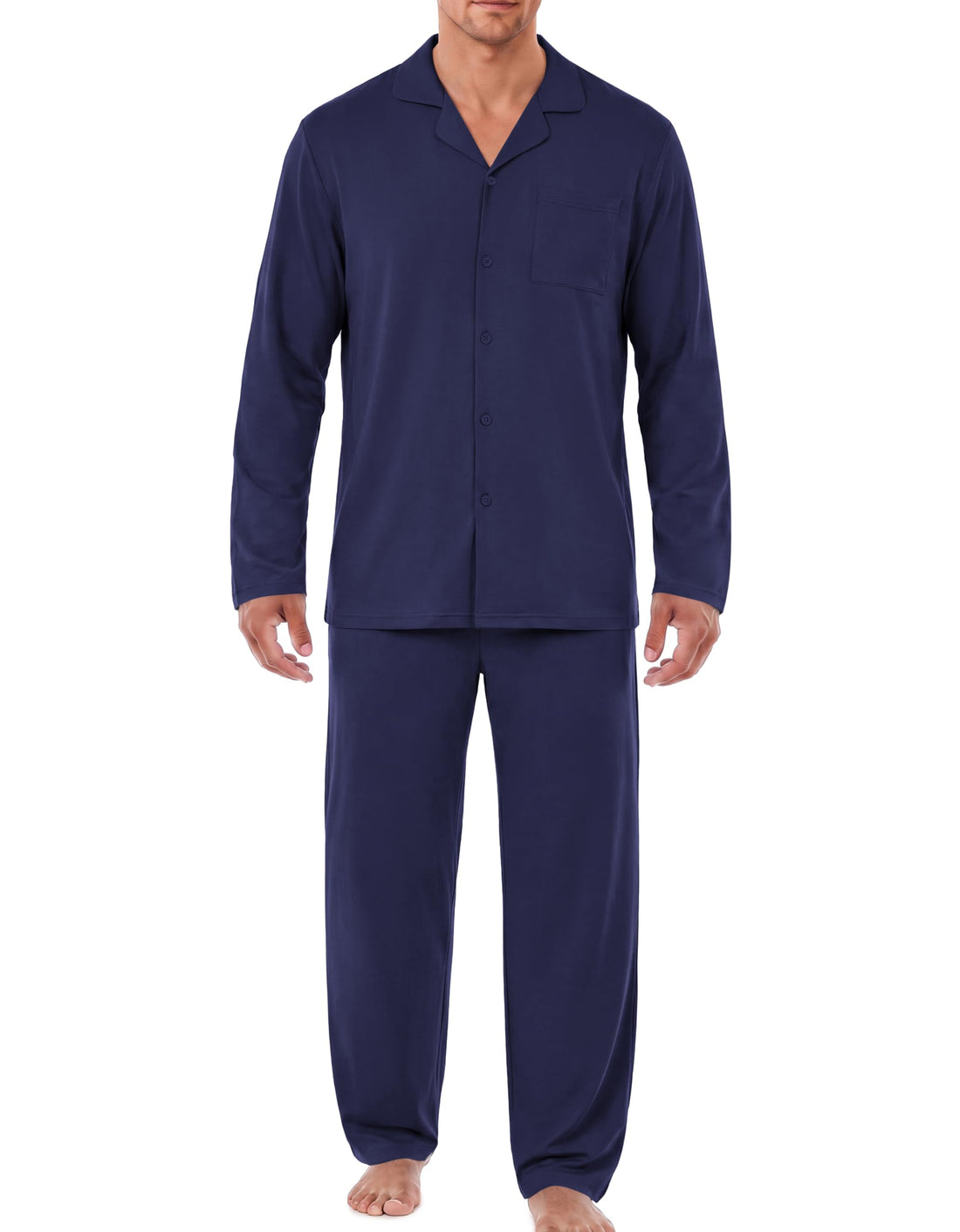 Ekouaer Mens Pajamas Set Long Sleeve Button Down Pjs Long Pants with Pocket