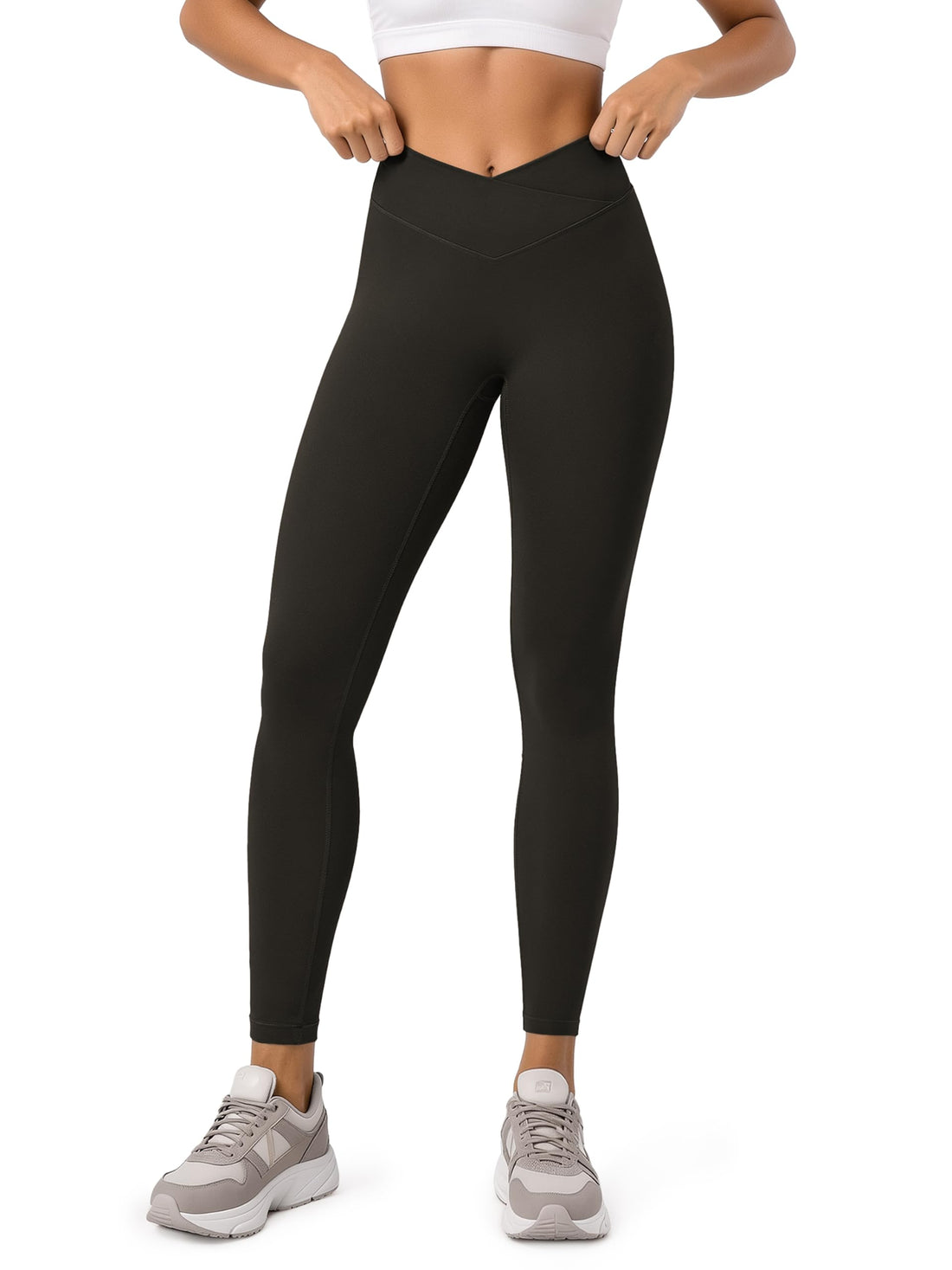 ODODOS Hidden Scrunch Butt Lifting Crossover Leggings for Women - 25" / 27" / 29" No Front Seam High Waist Yoga Pants