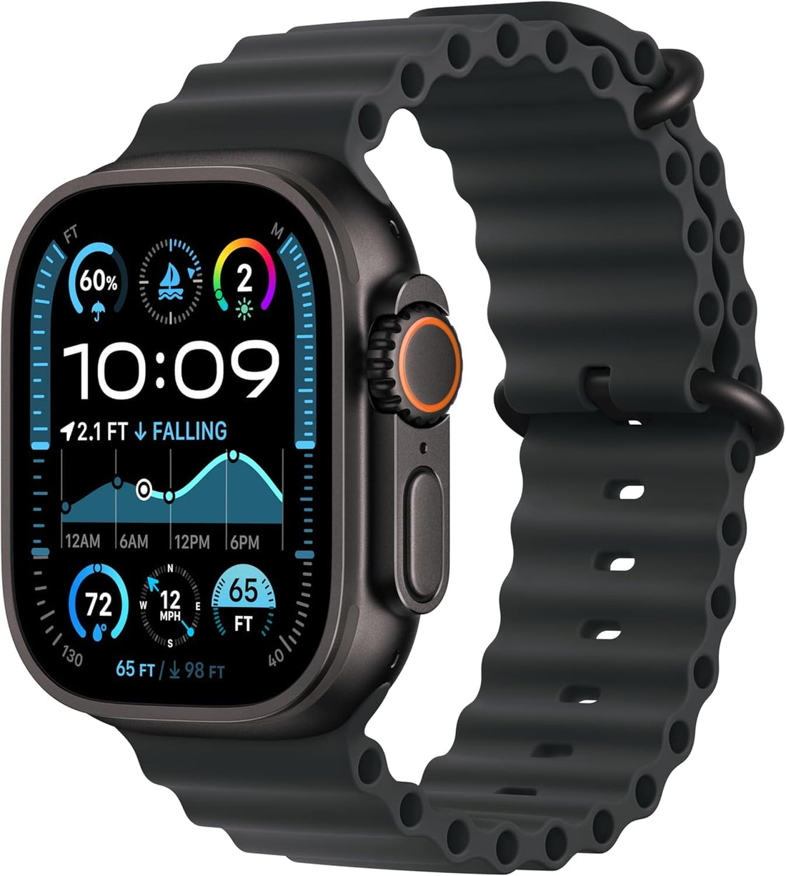 Apple Watch Ultra 2 [GPS + Cellular, 49mm] - Titanium Case with Blue Ocean Band, One Size (Renewed)