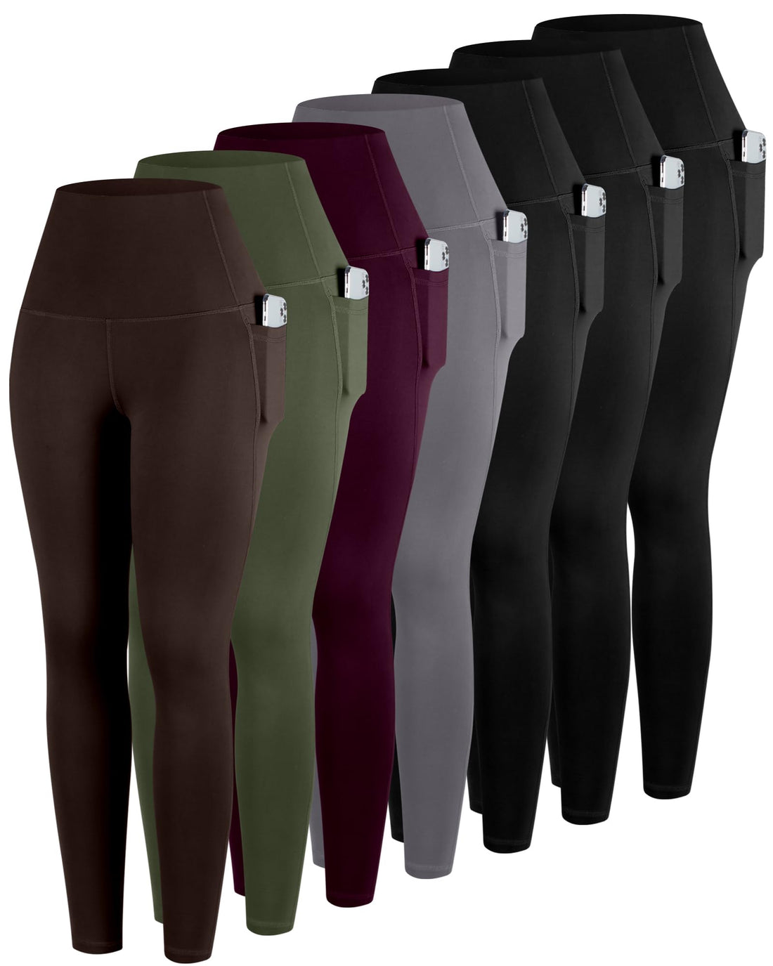 ATHVOTAR Leggings with Pockets for Women, 7 Packs High Waisted Workout Tummy Control Yoga Pants