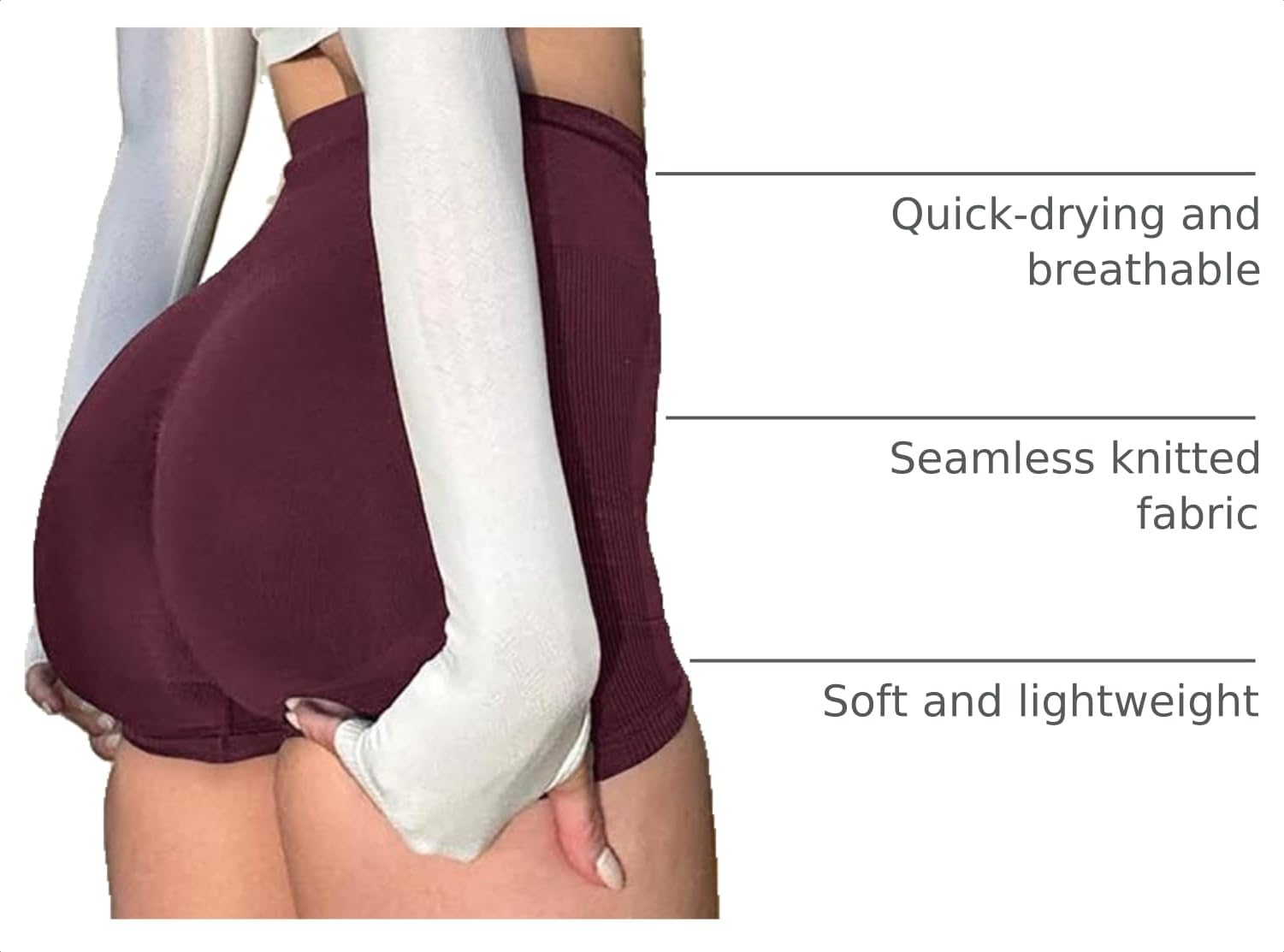 VVX 3 Piece Workout Shorts Womens Seamless High Waist Butt Lifting Scrunch Yoga Gym Shorts