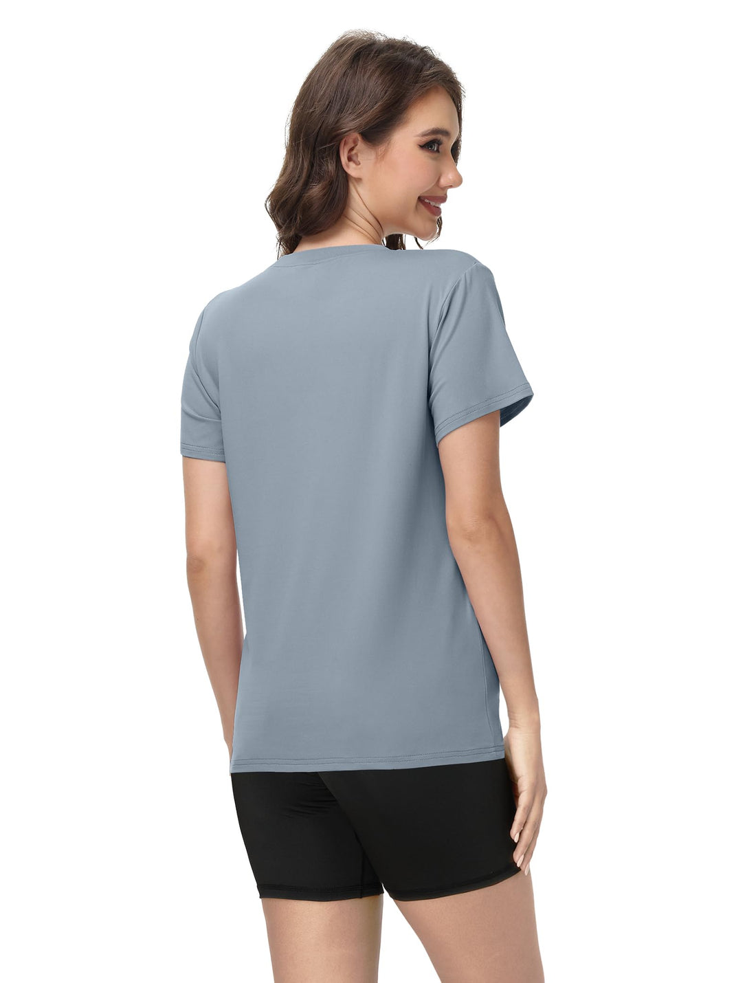Kinglaman 4 Pack Women Basic T Shirts Tees, Workout Gym Loose Fit Crew Neck Short Sleeve Tshirts Casual Tops