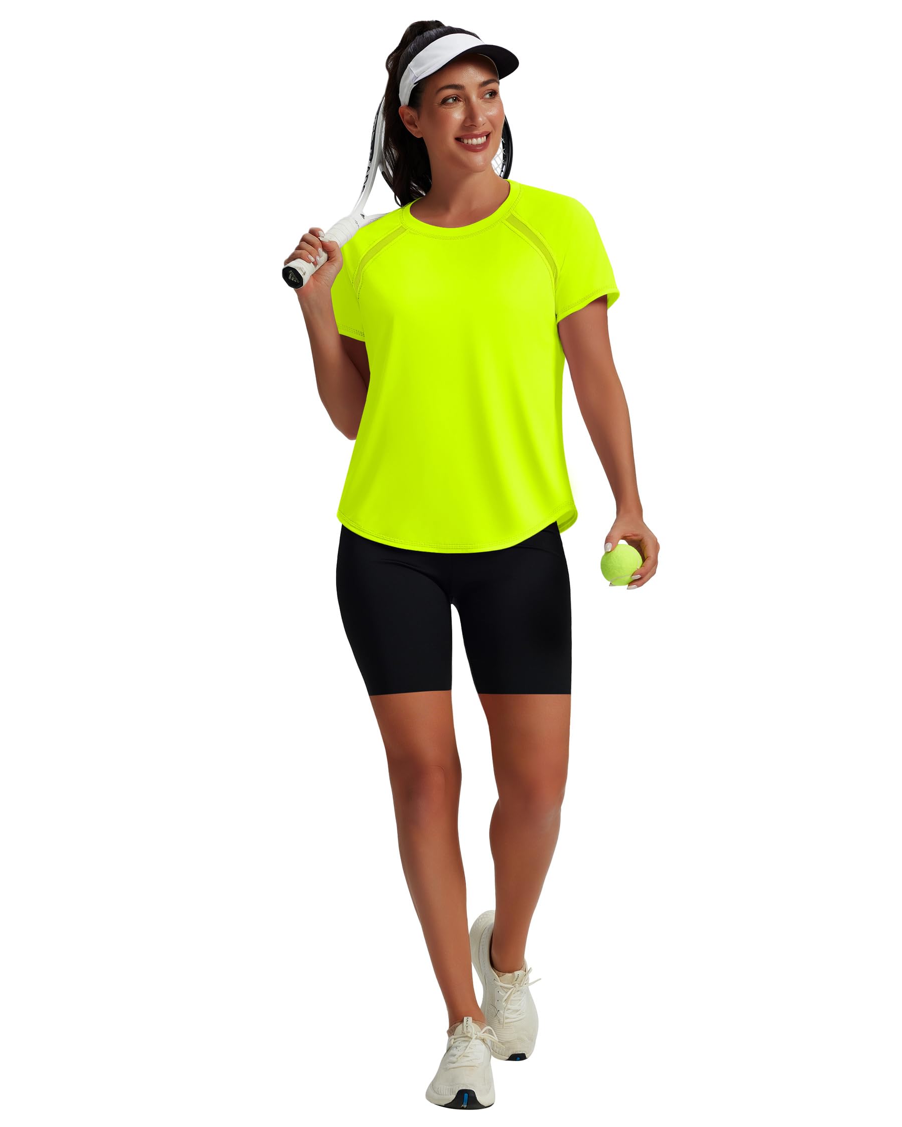 NIASHOT Womens Workout Tops Short Sleeve Yoga Pilates Outfits Athletic Gym Running UV Protection Shirts with Mesh