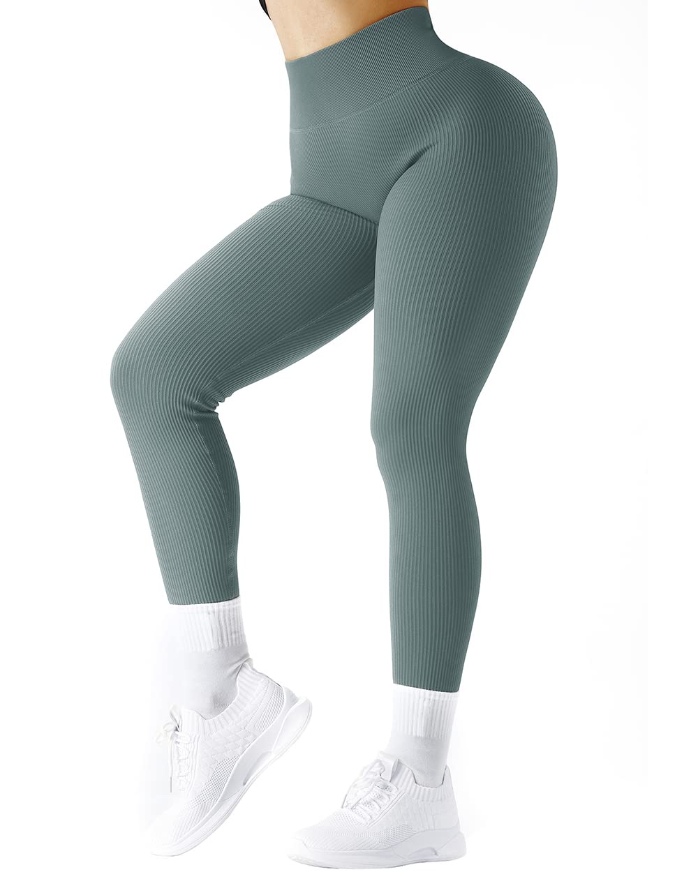 SUUKSESS Women Ribbed Seamless Leggings High Waisted Workout Gym Yoga Pants