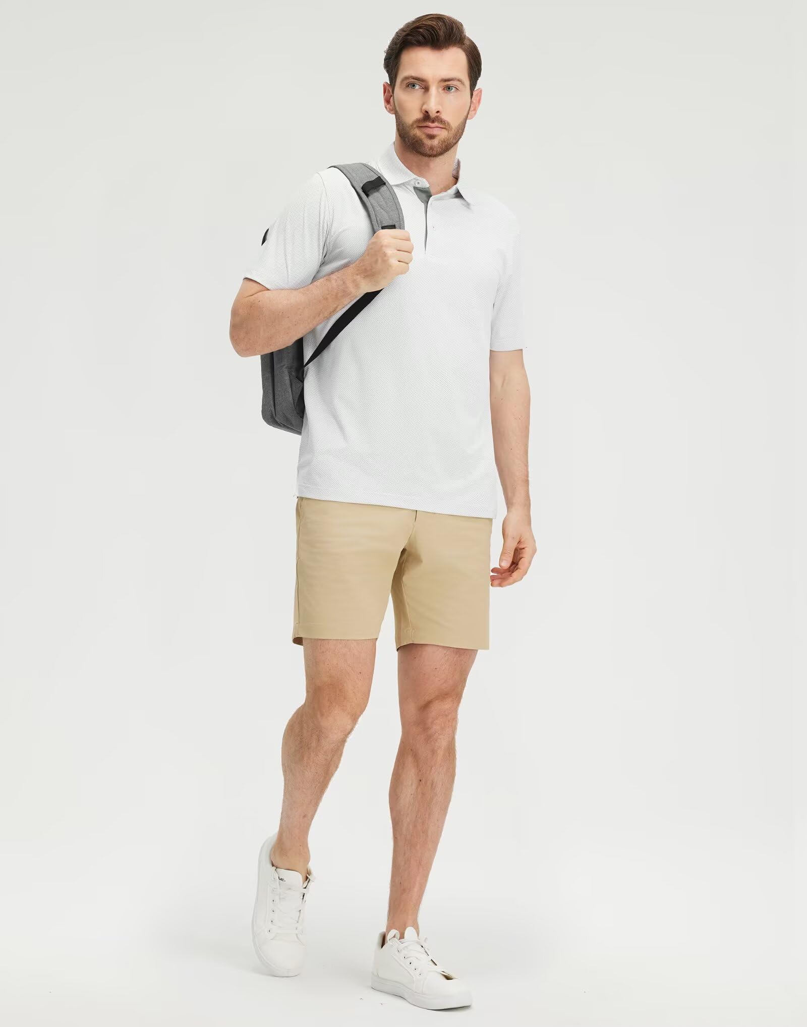 M MAELREG Mens Golf Shirts Short Sleeve Performance Moisture Wicking Dry Fit Collared Jacquard Polo Shirts for Men