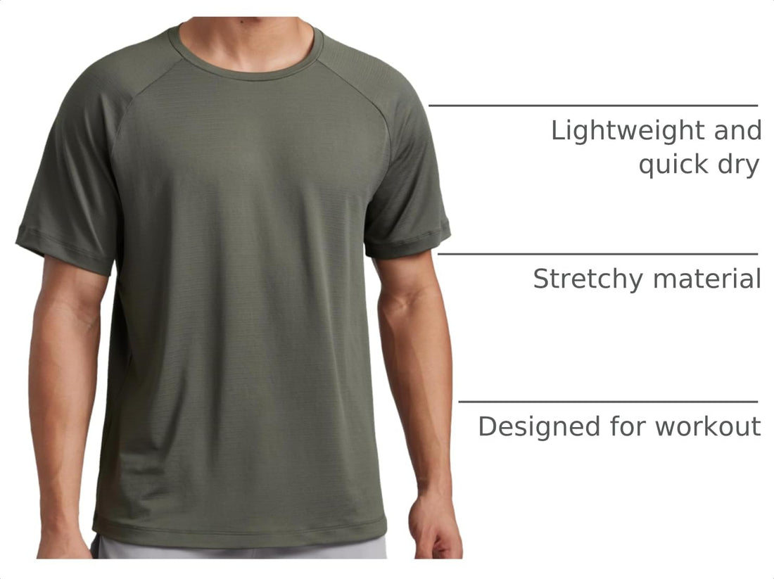 CRZ YOGA Breathable Texture Crewneck T-Shirts | Workout, Quick Dry, Lightweight, Classic Fit, Round Scallop Back, Short Sleeve Shirts for Men