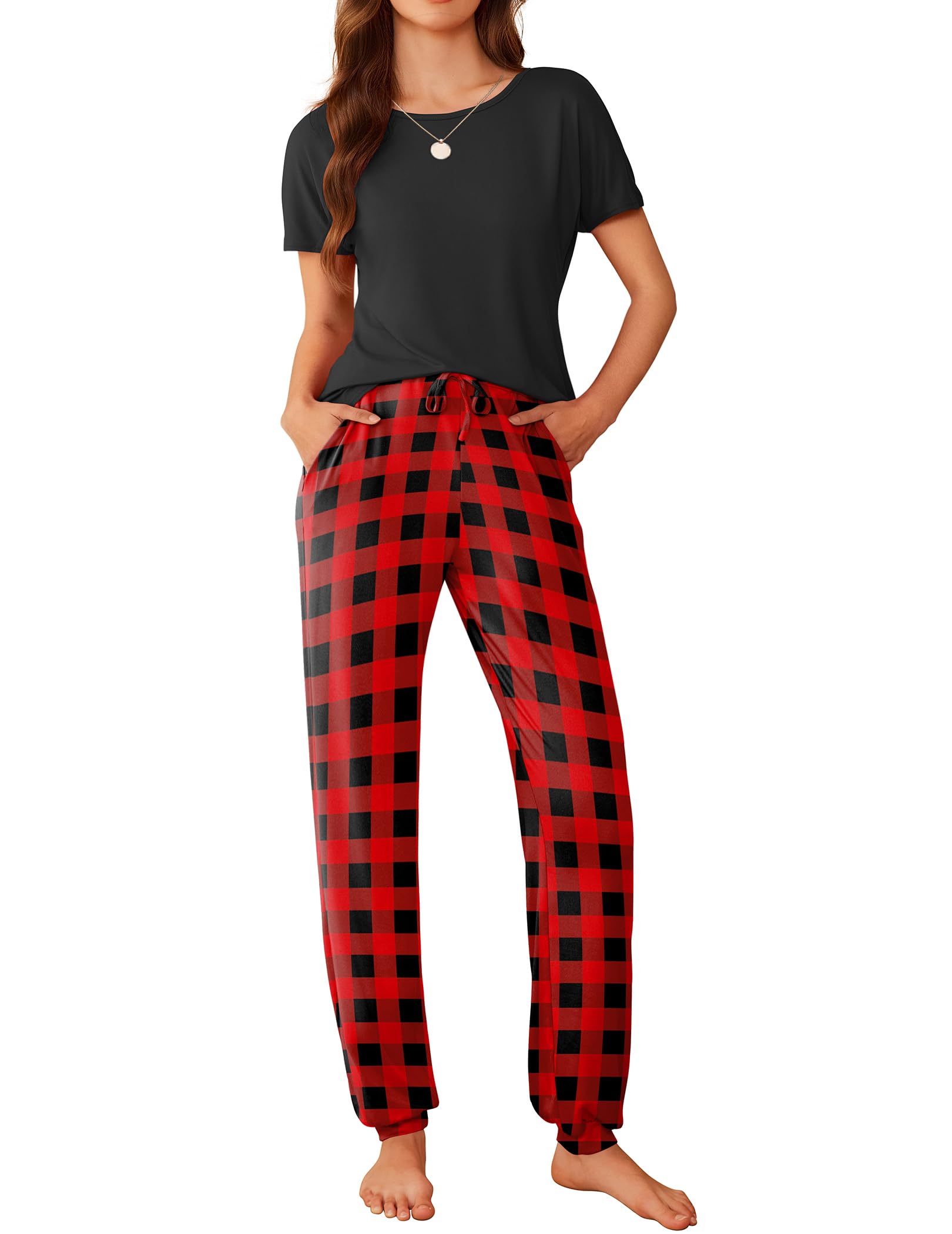 Ekouaer Pajamas for Womens Set Soft 2 Piece Loungewear with Jogger Pants