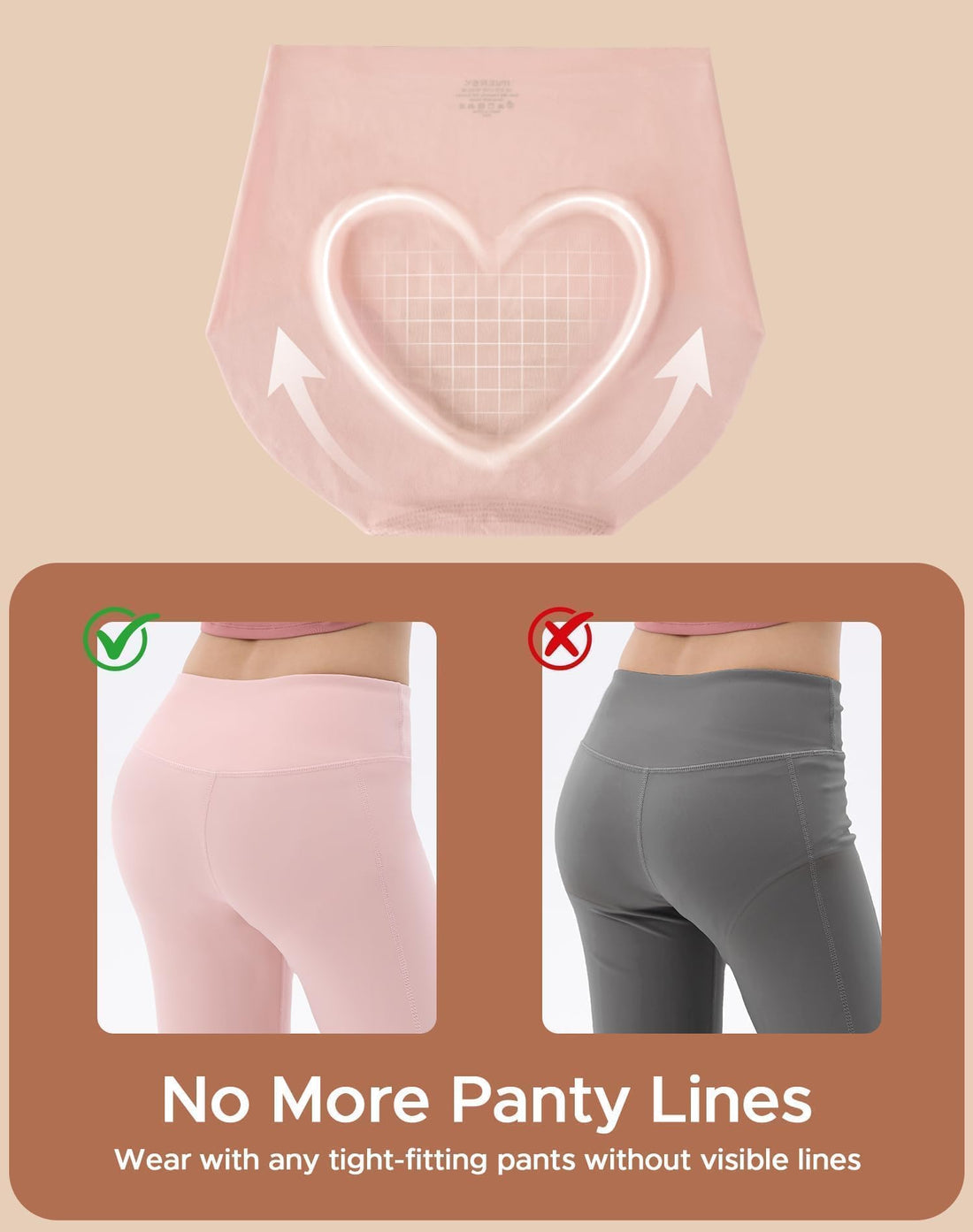 INNERSY Women's High Waist Seamless Underwear No Show Panties Full Coverage Briefs 3-Pack