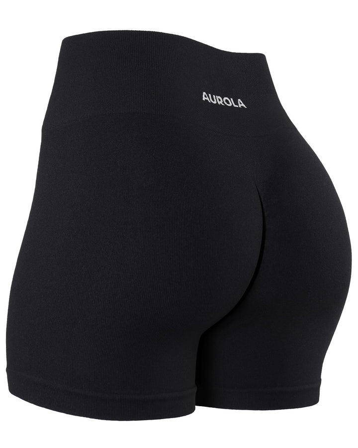 AUROLA Power Workout Shorts for Women Tummy Control Squat Proof Ribbed Thick Seamless Scrunch Active Short