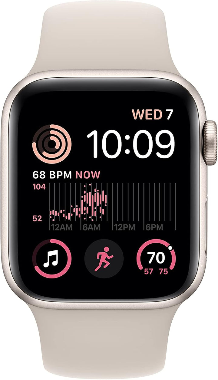 Apple Watch SE (2nd Gen) (GPS, 40mm) - Starlight Aluminum Case with Starlight Sport Band, M/L (Renewed)