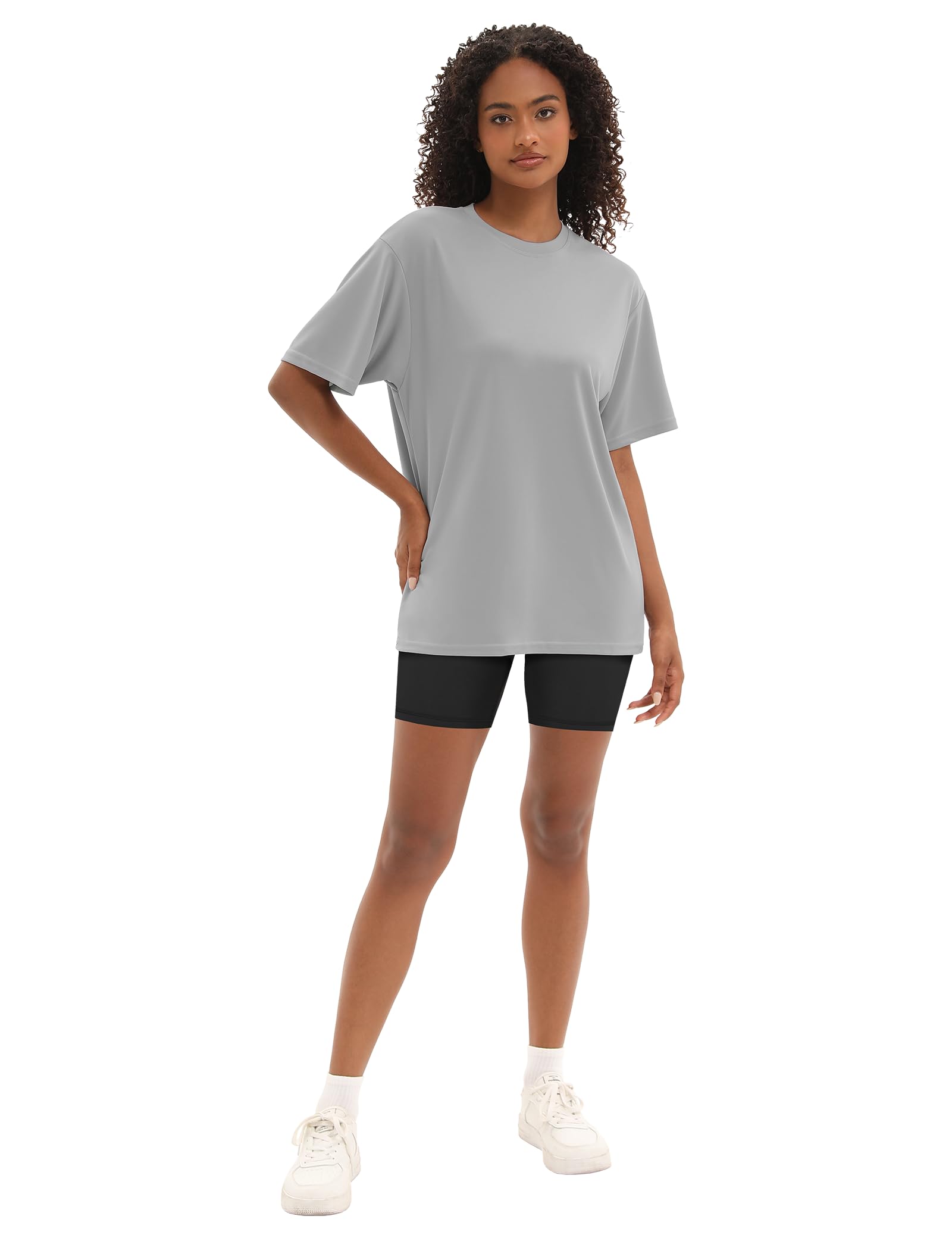 Kinglaman 5 Pack Workout Oversized T Shirts for Women, Short Sleeve Plus Size Baggy Dry Fit Athletic Gym Shirts Tops Tees