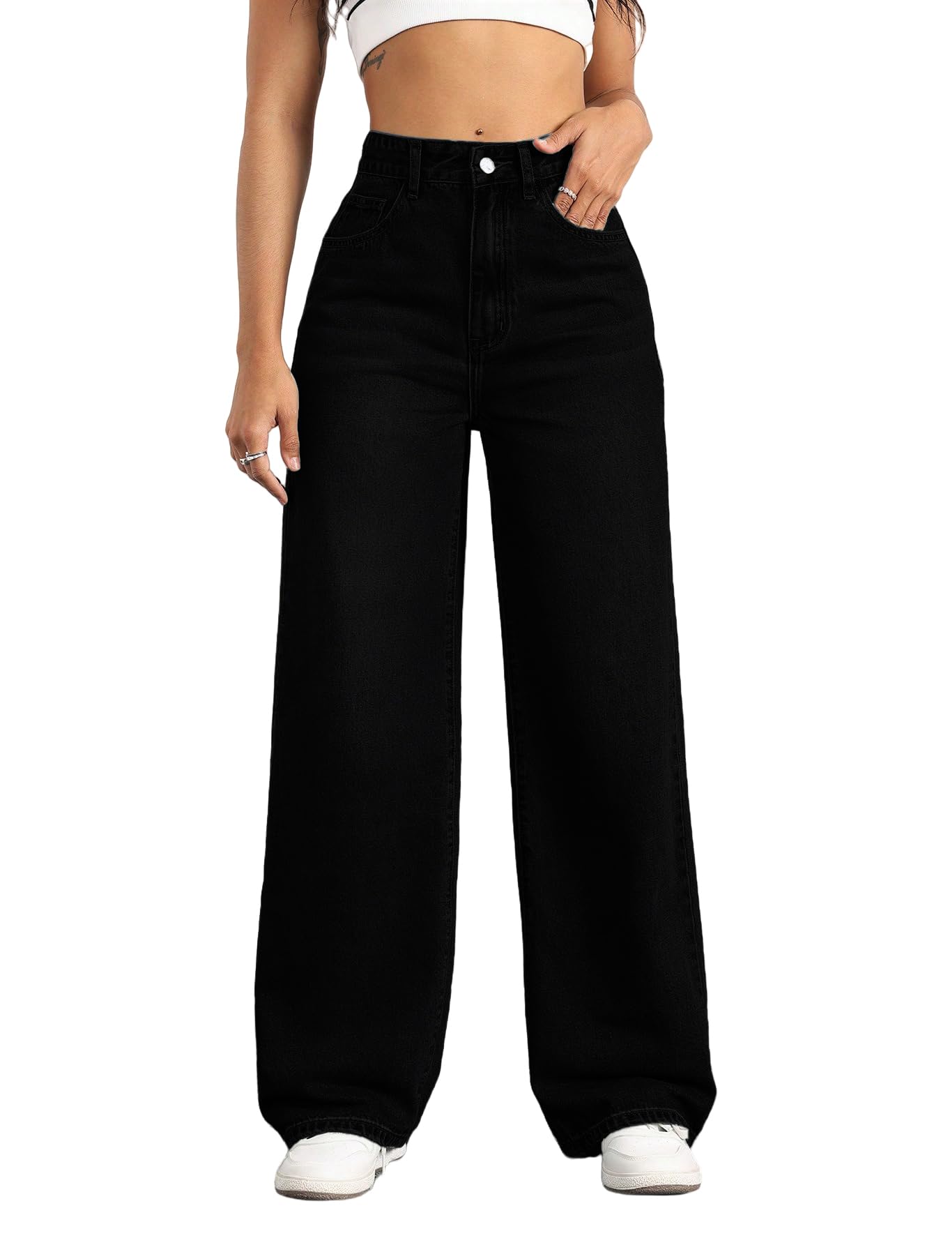 Straight Leg Jeans for Women,High Waisted Wide Leg Loose Stretchy Boyfriend Denim Pants Baggy Jeans for Women