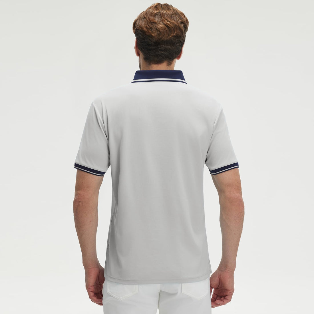 M MAELREG Golf Shirts for Men Short Sleeve with Contrast Collar & Cuffs Performance Dry Fit Stretch Solid Casual Polo Shirts