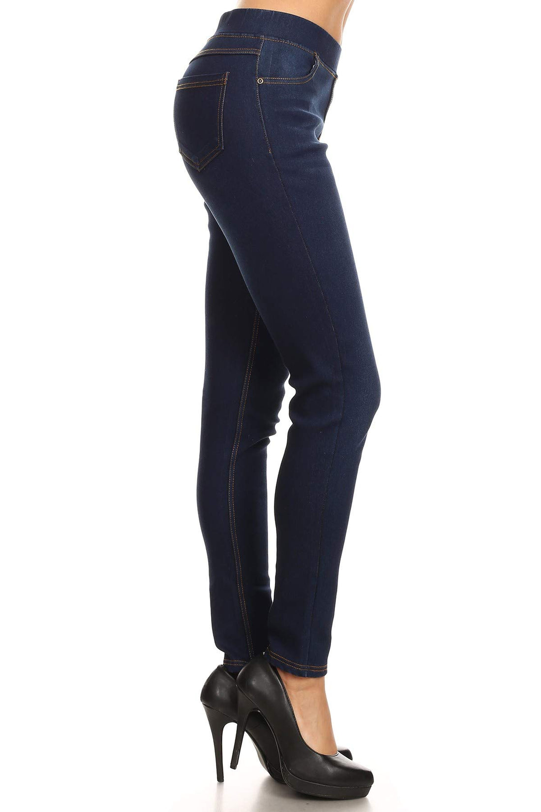 Jvini Women’s Stretch Denim Pull On Jeans with Pockets – Ripped Distressed Elastic Waist Jeggings Skinny Denim Pants