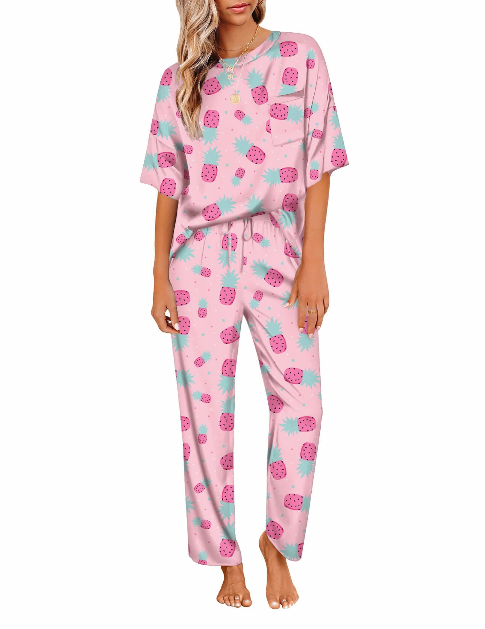 Ekouaer Pajamas for Women Set Silky Satin 2 Piece Lounge Sets with Pockets