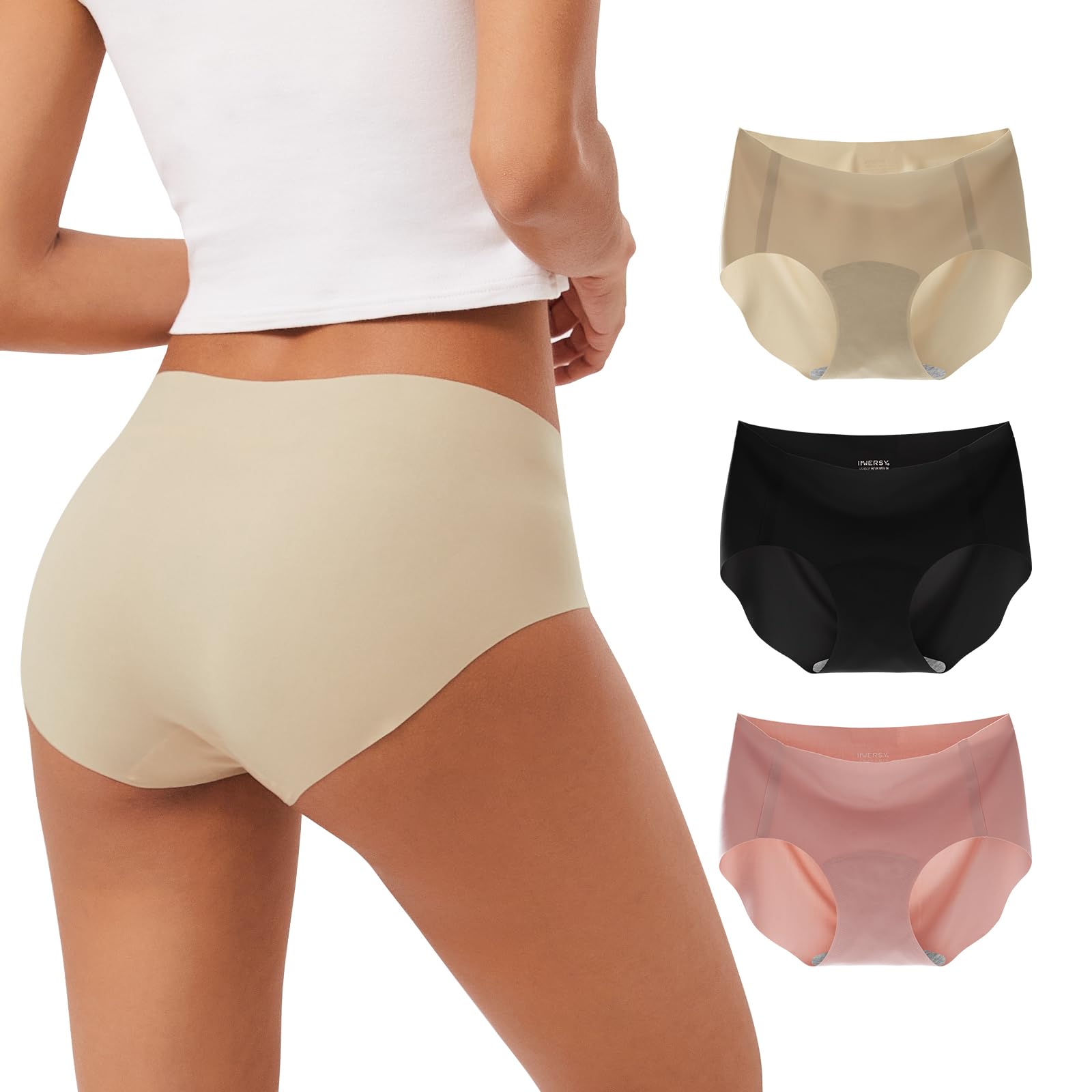 INNERSY Women's Seamless No Show Hipster Panties Invisible Light Underwear 3-Pack