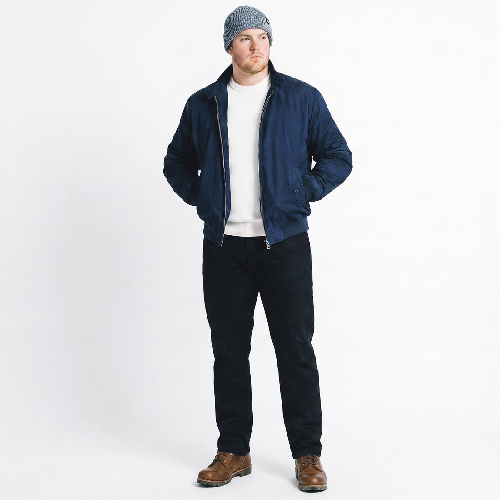 Fleece Lined Jeans Men Winter Stretch Denim Warm Pants Loose Casual Jeans