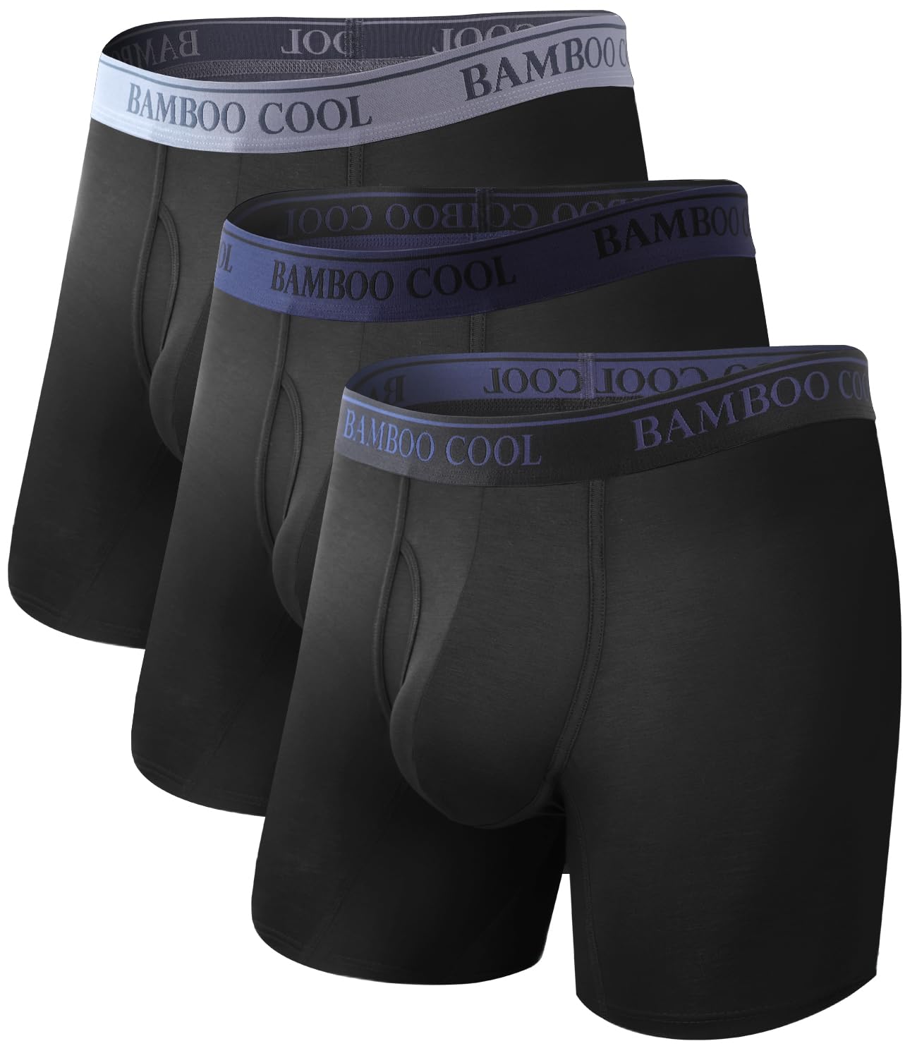 BAMBOO COOL Men's Ultra Breathable Underwear,No Riding Up Boxer Briefs with ComfortFlexible Waistband,Multipack