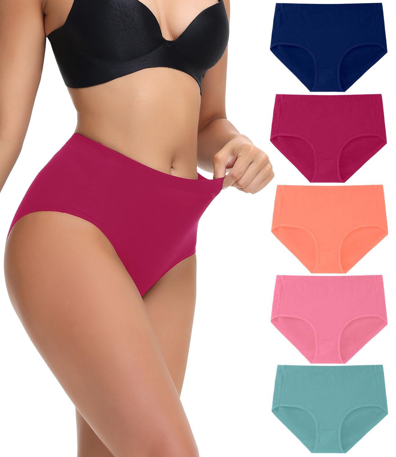 wirarpa Women's Cotton Underwear Full Coverage Cotton Briefs 5 Pack