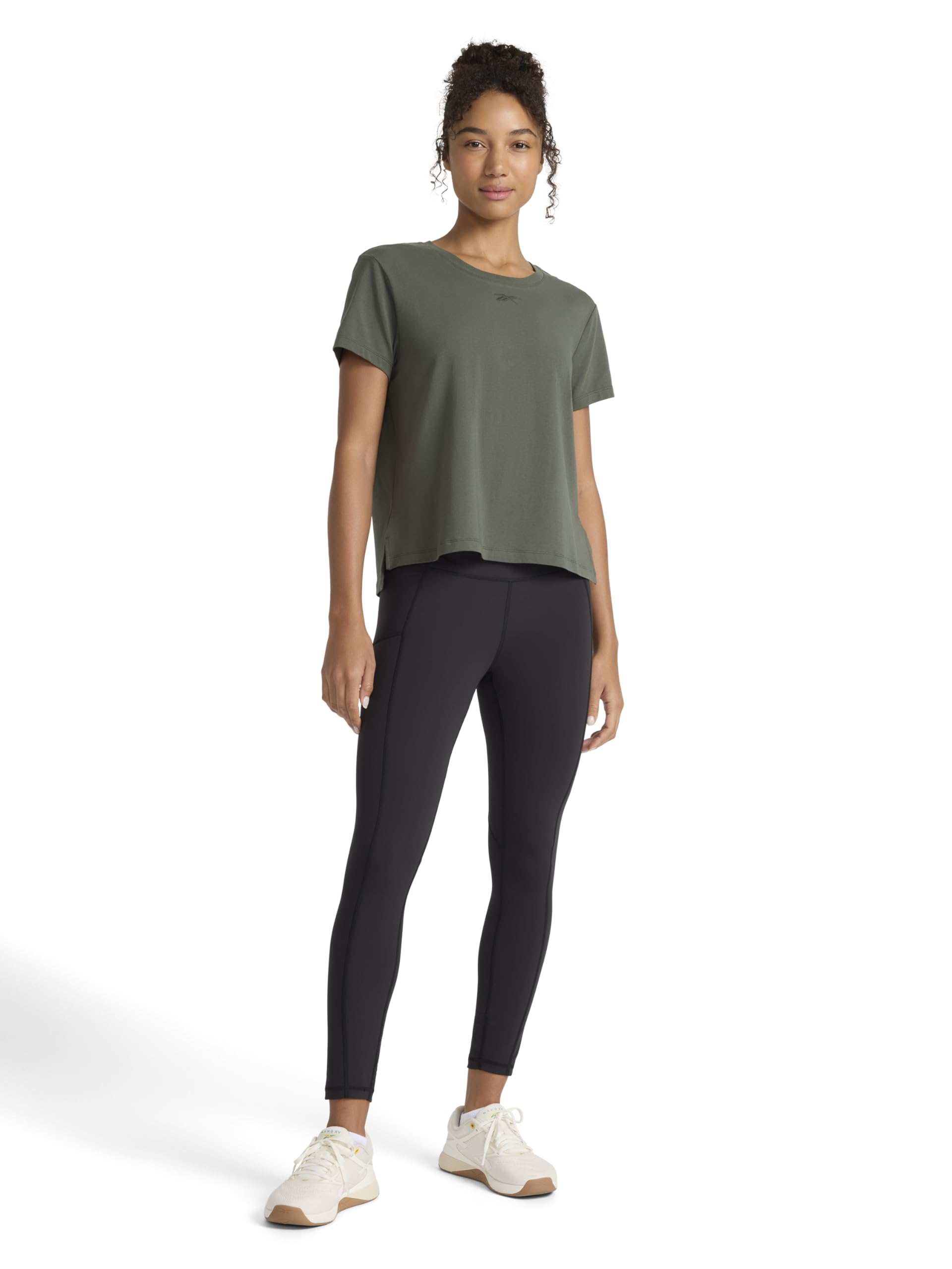 Reebok Women's Embroidery Hit Graphic Crewneck T-Shirt, Standard Fit, Lightweight Stretch Cotton Fabric