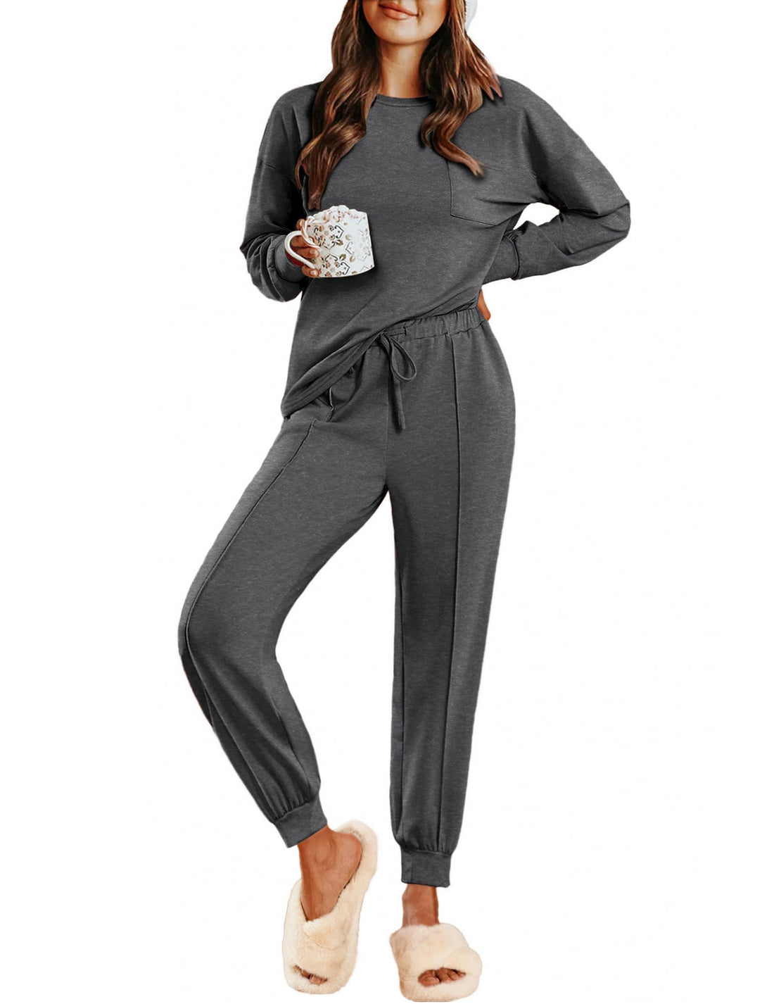 Ekouaer Lounge Sets for Women 2 Piece Jogger Pants Pajamas