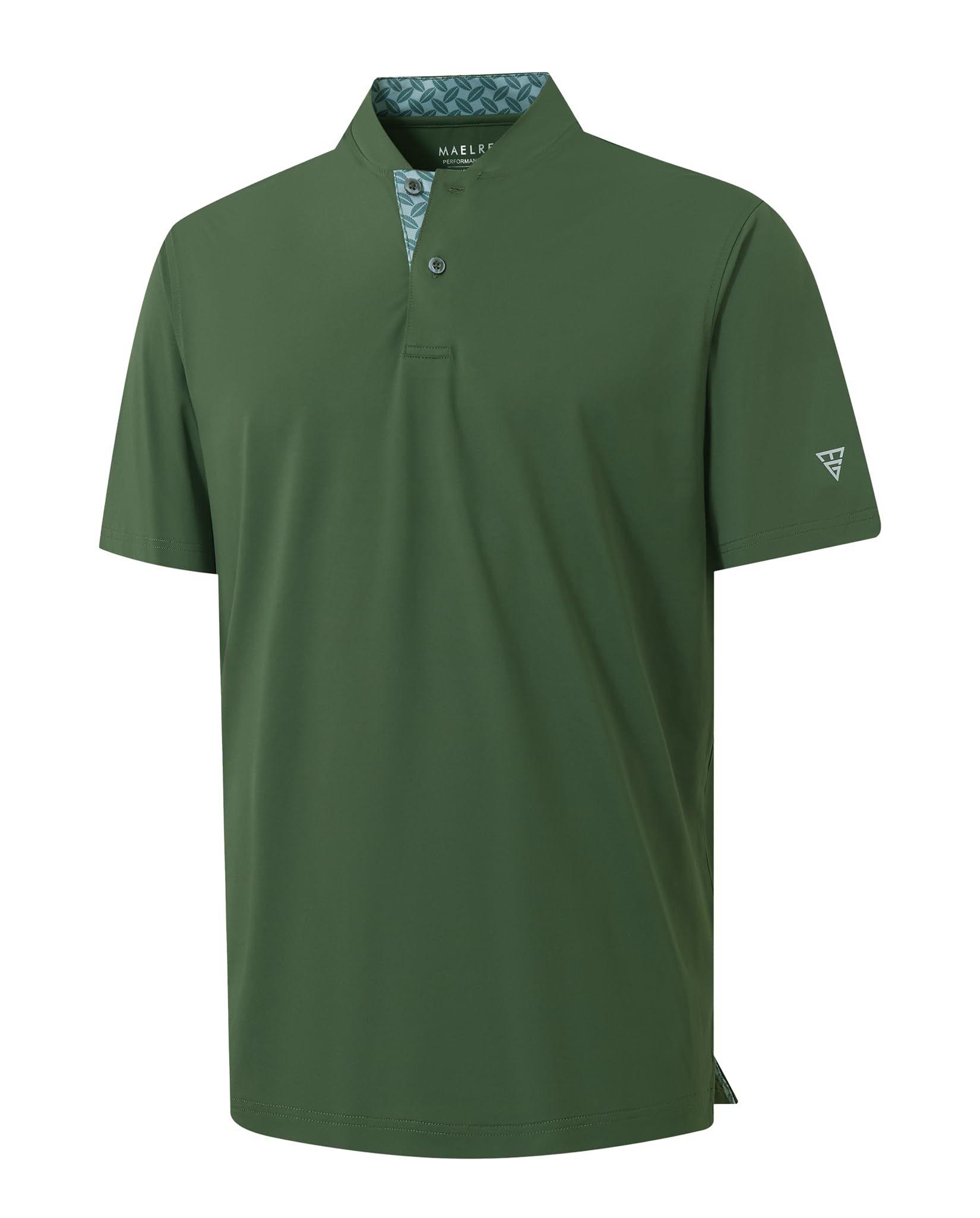 M MAELREG Mens Golf Shirts Collarless Performance Dry Fit Moisture Wicking Casual Solid Short Sleeve Henley Shirts for Men