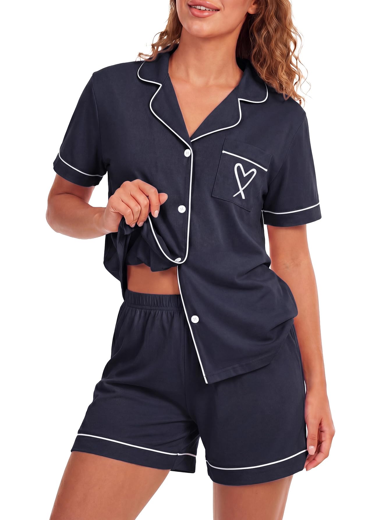 LYANER Women's Heart Print Pajamas Sets