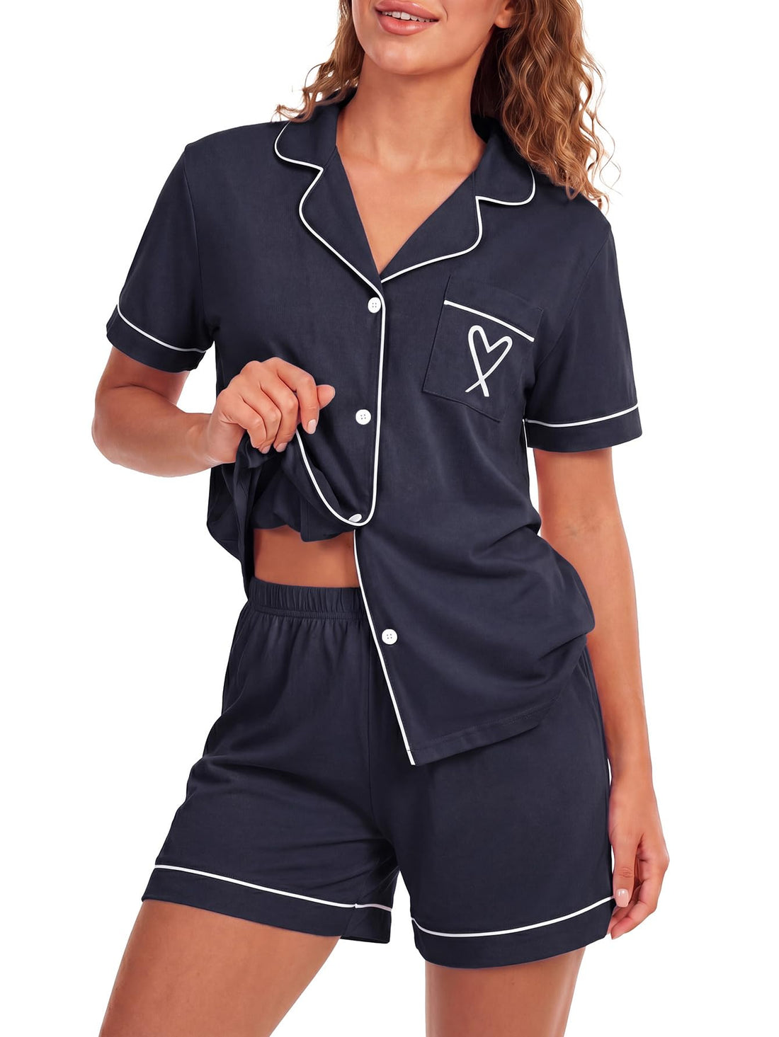 LYANER Women's Heart Print Pajamas Sets