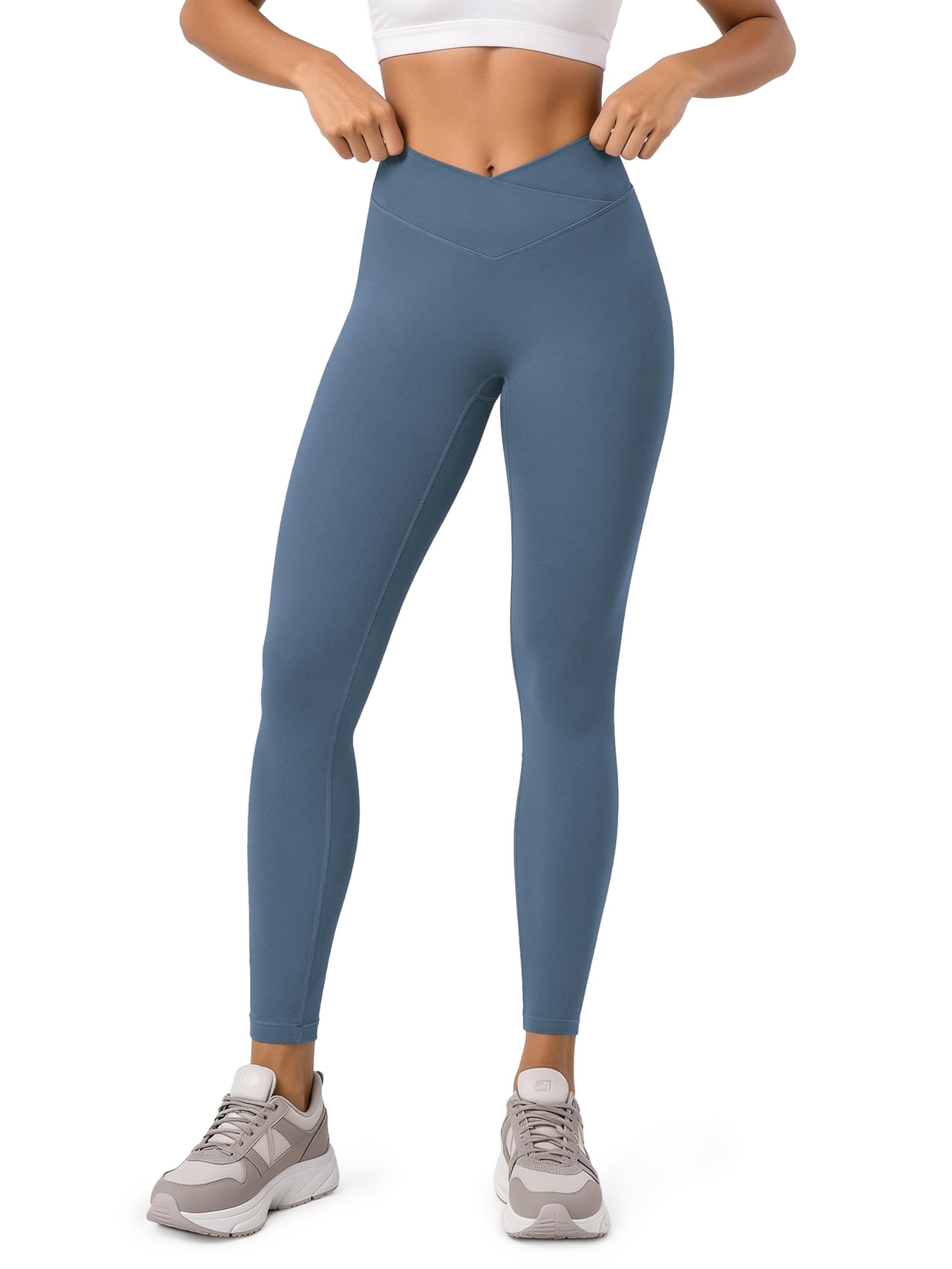 ODODOS Hidden Scrunch Butt Lifting Crossover Leggings for Women - 25" / 27" / 29" No Front Seam High Waist Yoga Pants