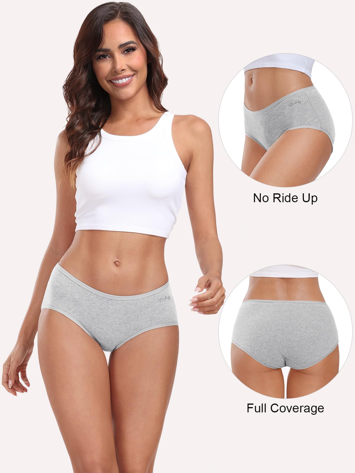 coskefy Womens Underwear Cotton Hipster Panties,Low Rise Breathable,6 Pack