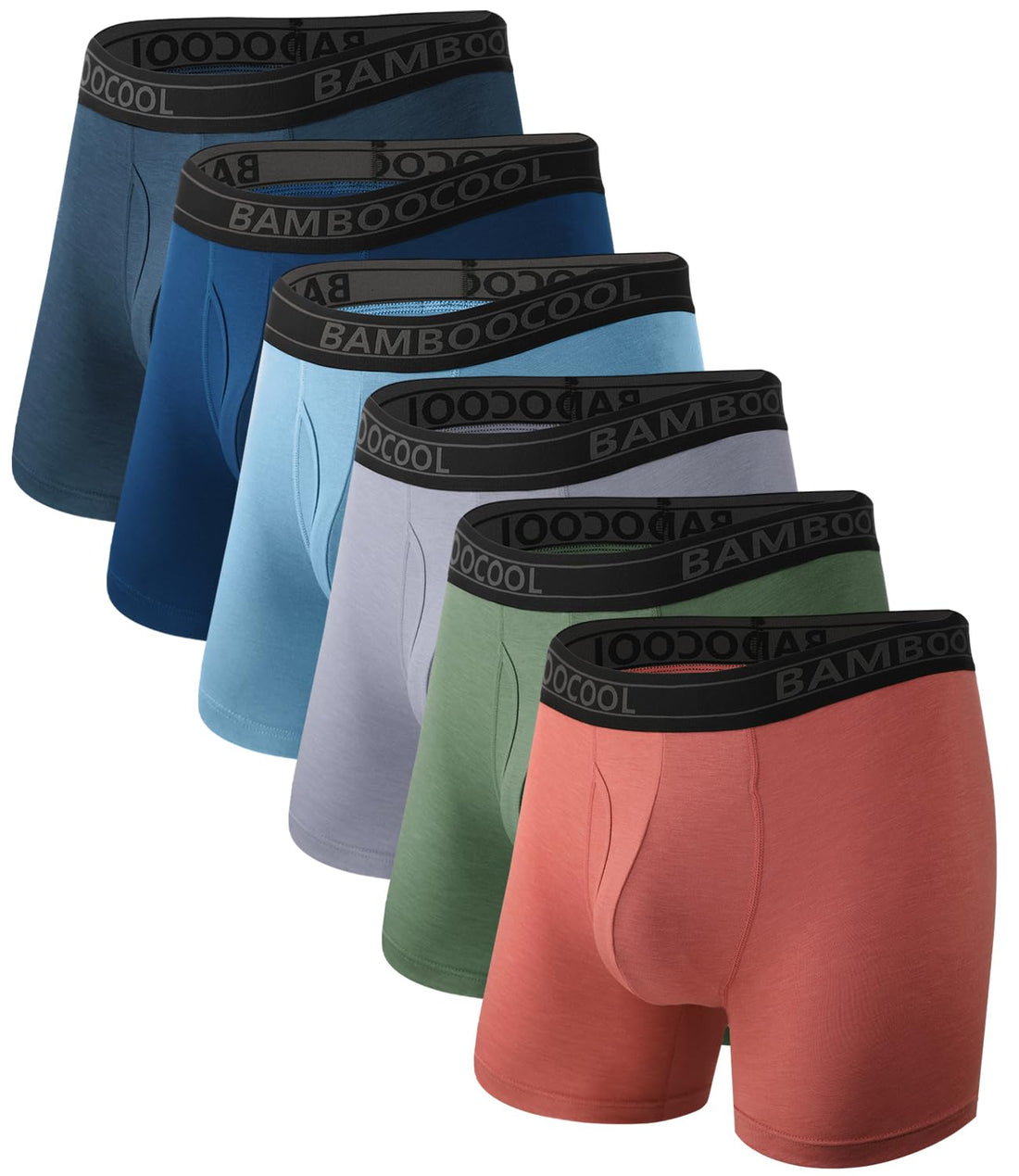 BAMBOO COOL Ultra Soft Mens Underwear Boxer Briefs 6-Pack | Bamboo Fabric‌,No Ride Up,More Breathable Than Cotton