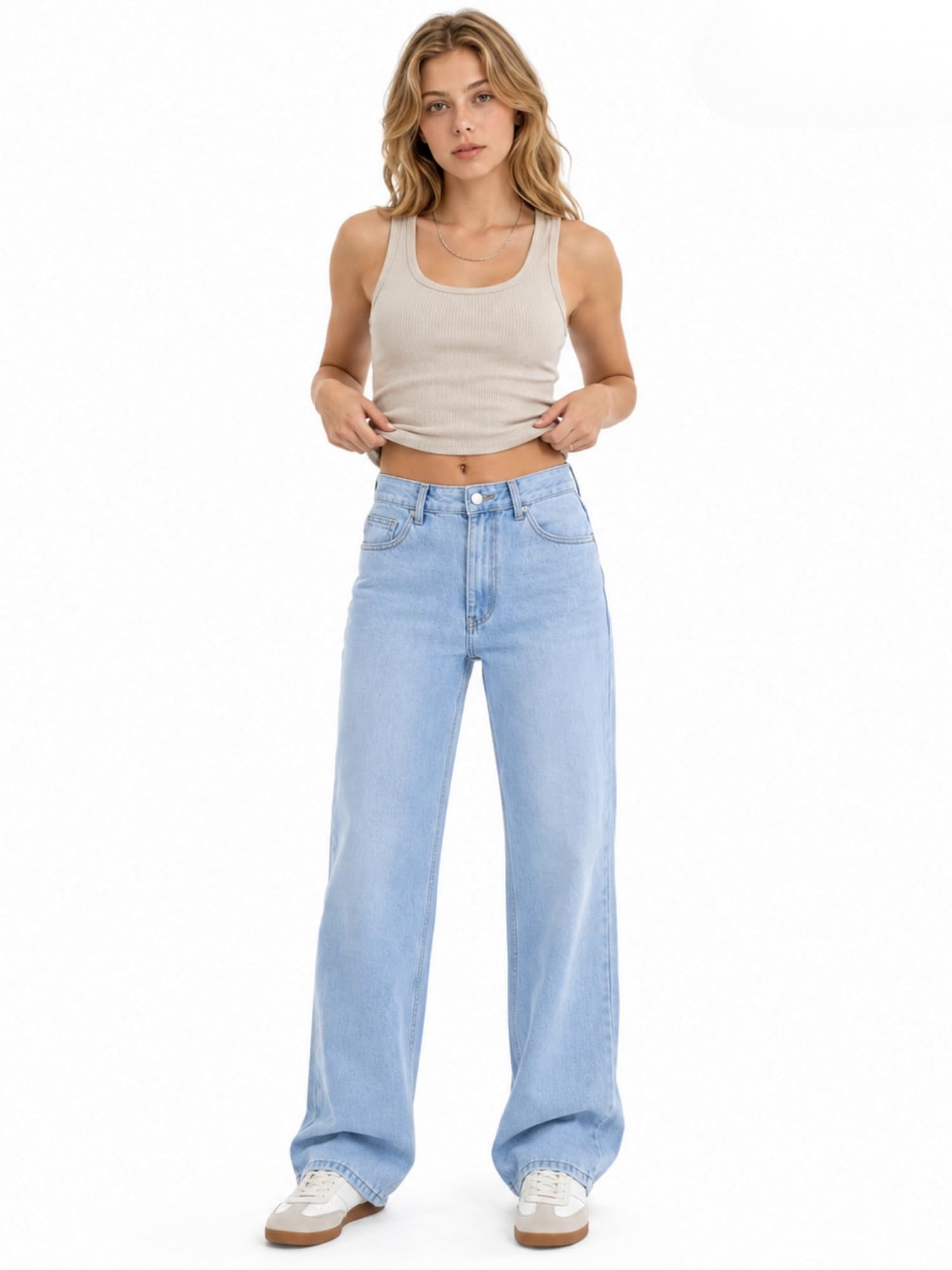 Straight Leg Jeans for Women Mid Waisted Casual Washed Vintage Loose Fit Boyfriend Jeans Denim Pants
