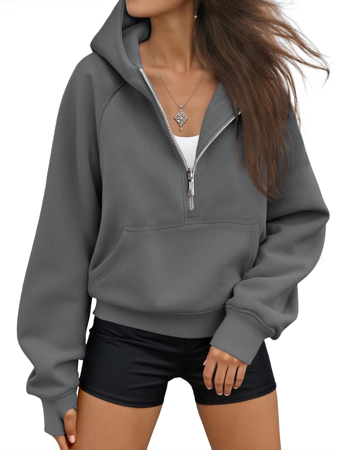 AUTOMET Womens Hoodies Half Zip Up Casual Comfort Fall Clothes 2026 | Fleece lined, hooded, jackets with pockets, travel airport Outfits, y2k sweatshirts, cute loung wear, winter sweaters