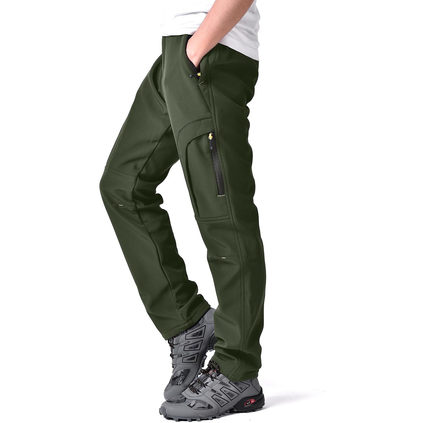 Toomett Men's hiking Snow Pants Skiing Winter Insulated Fleece lined Outdoor Water Repellent camping,walking,fishing