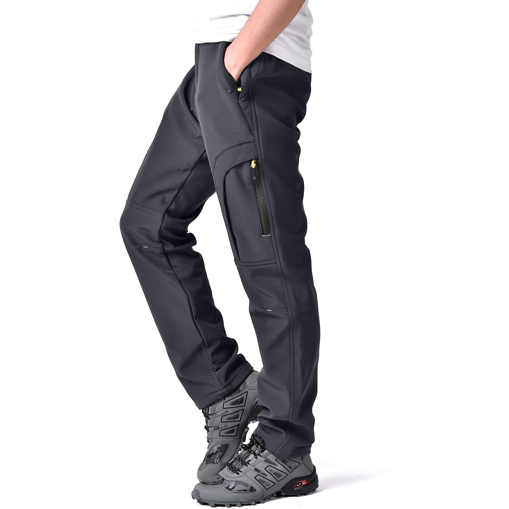 Toomett Men's hiking Snow Pants Skiing Winter Insulated Fleece lined Outdoor Water Repellent camping,walking,fishing