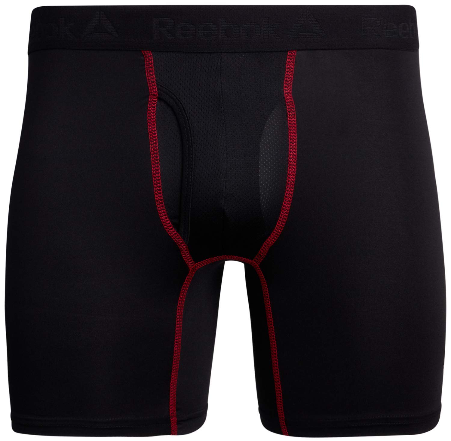 Reebok Mens Boxer Briefs - 4 Pack Underwear with Contour Pouch, 6'' Inseam | Athletic Stretch Performance Moisture-Wicking Fabric, No Fly Pouch, Tag-Free Waistband