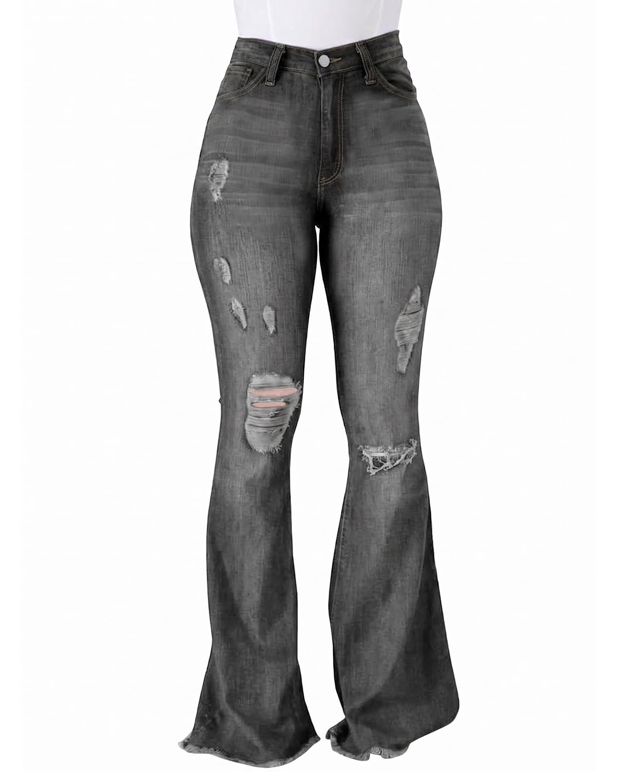 PEIHOT Vintage Bell Bottoms Flare Jeans for Women 90s High Waist Ripped Distressed Wide Leg High Rise Denim Pants