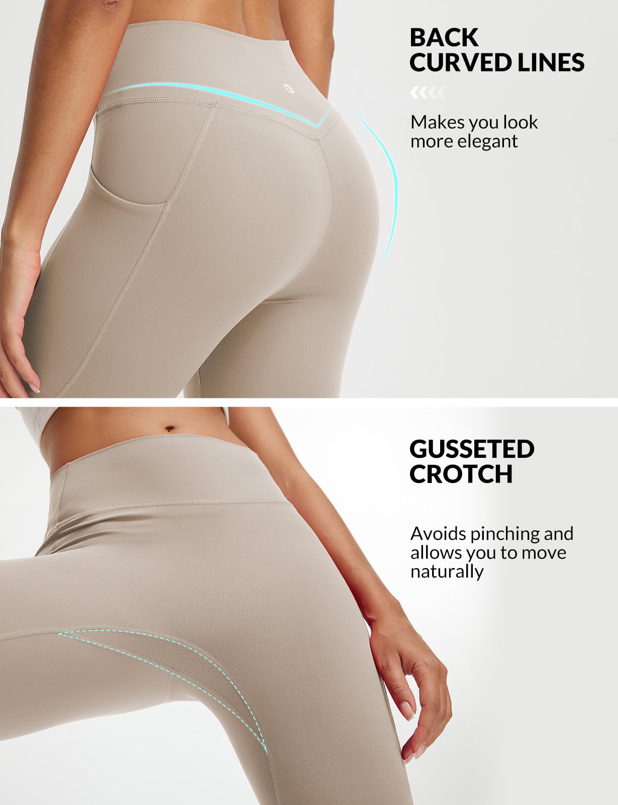 baleaf Women's Capri Leggings with 3 Pockets Tummy Control 21" Inseam Workout Capris Yoga Pants