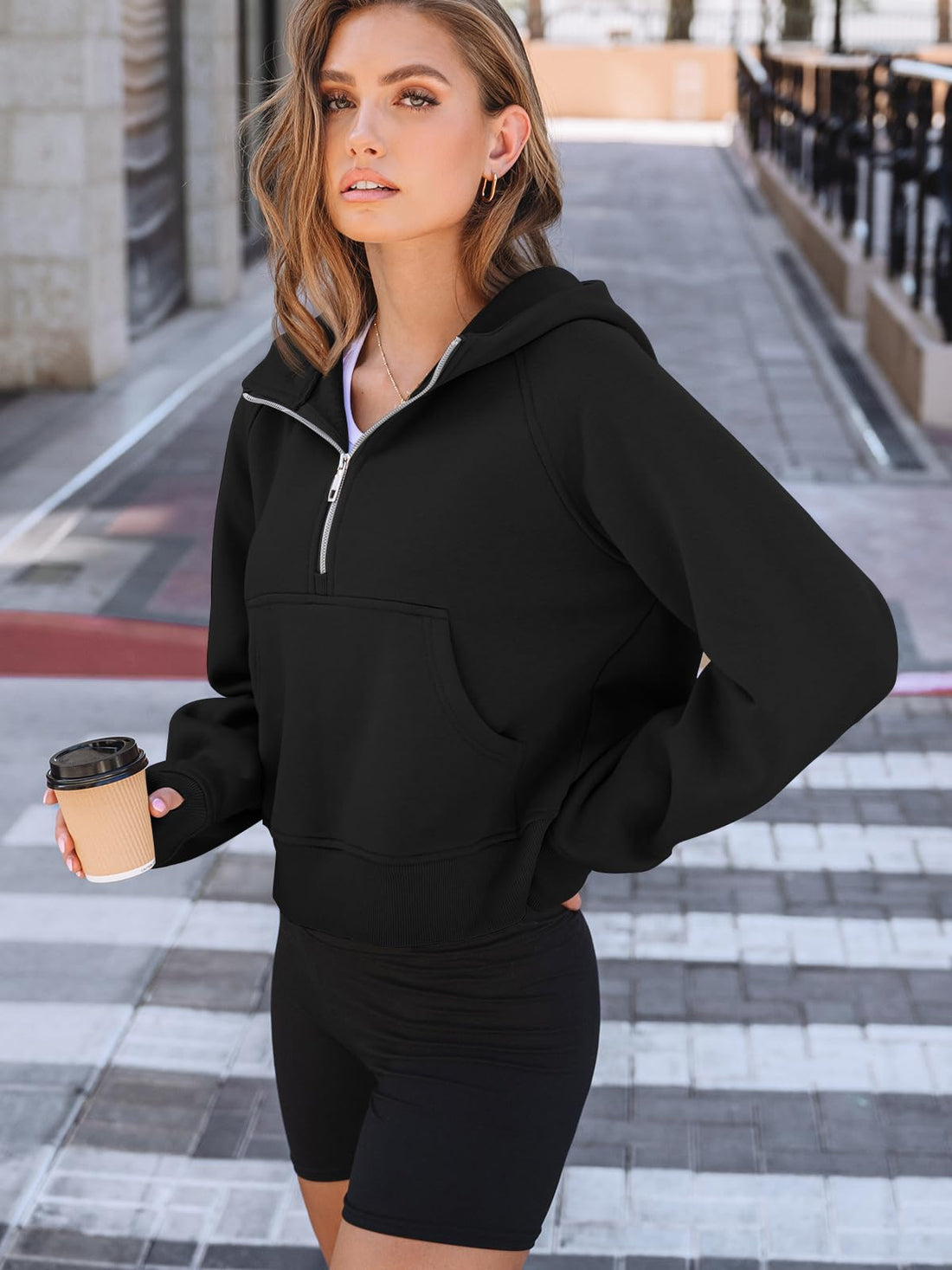 AUTOMET Womens Hoodies Half Zip Up Casual Comfort Fall Clothes 2026 | Fleece lined, hooded, jackets with pockets, travel airport Outfits, y2k sweatshirts, cute loung wear, winter sweaters