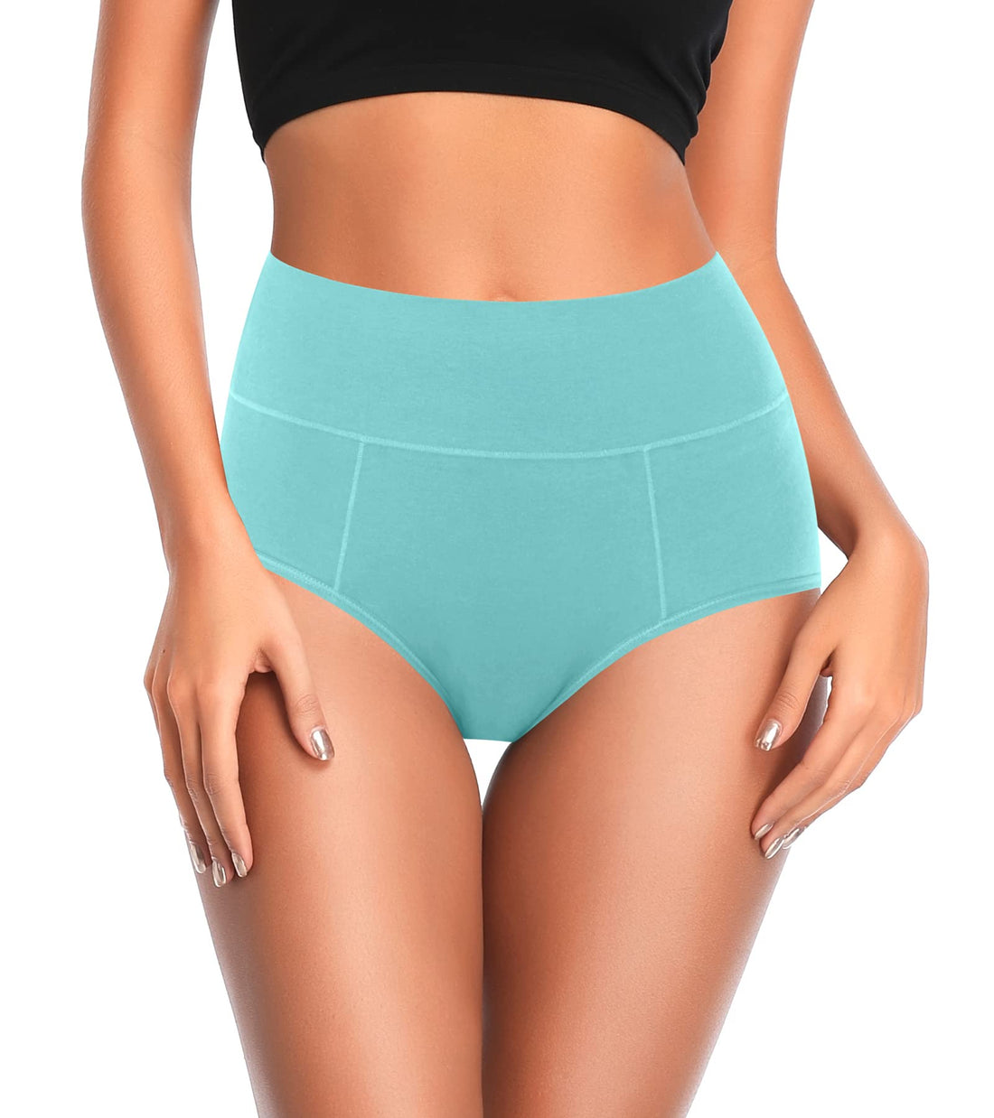 ASIMOON Tummy Control High Waisted Underwear for Women Cotton Plus Size Full Coverage Panties Ladies Briefs