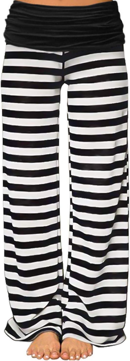 Gracyoga Womens Comfy Pajama Pants Wide Leg Lounge Fold Over Pants Bottoms