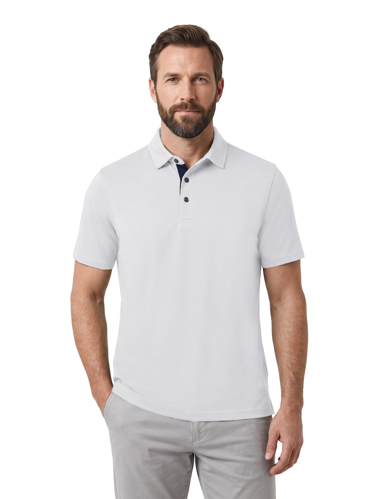 M MAELREG Mens Golf Shirt Short Sleeve Moisture Wicking Slim Fit Performance Casual Roma Knit Golf Polo Shirts for Men