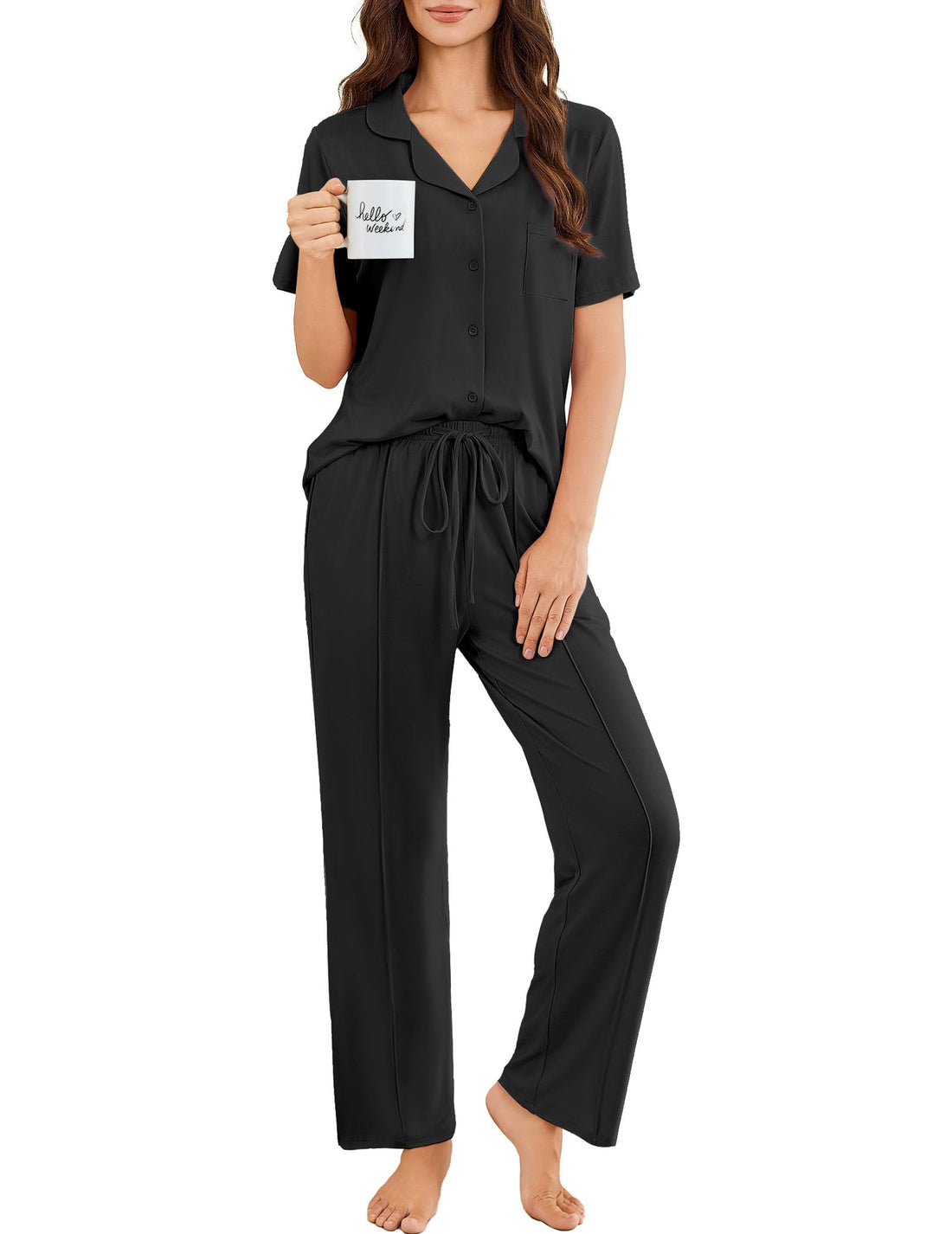 Ekouaer Pajamas for Women Set Button Up Short Sleeve Pjs Sets With Pockets