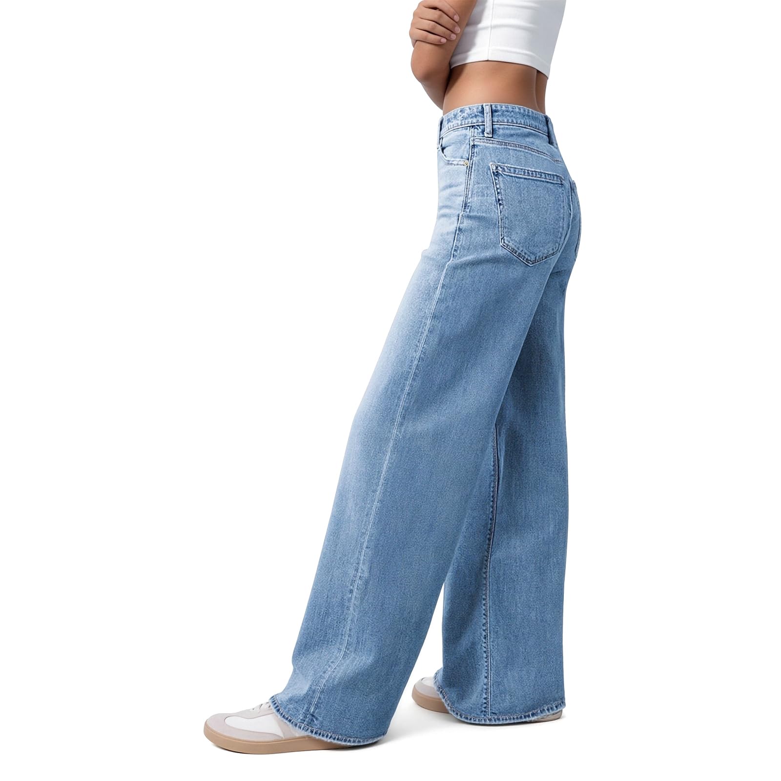 Women's Wide Leg Jeans High Waisted Baggy Straight Leg Loose Stretchy Casual Denim Pants